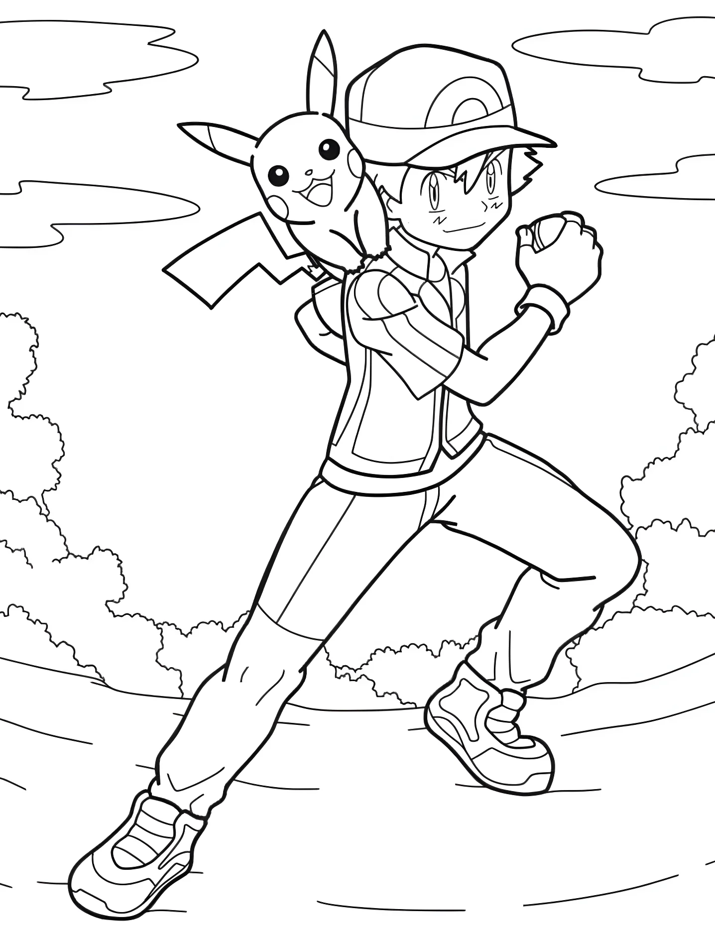 Аш и Пикачу №9451. Раскраски для девочек по категориям. Покемон (Pokemon).