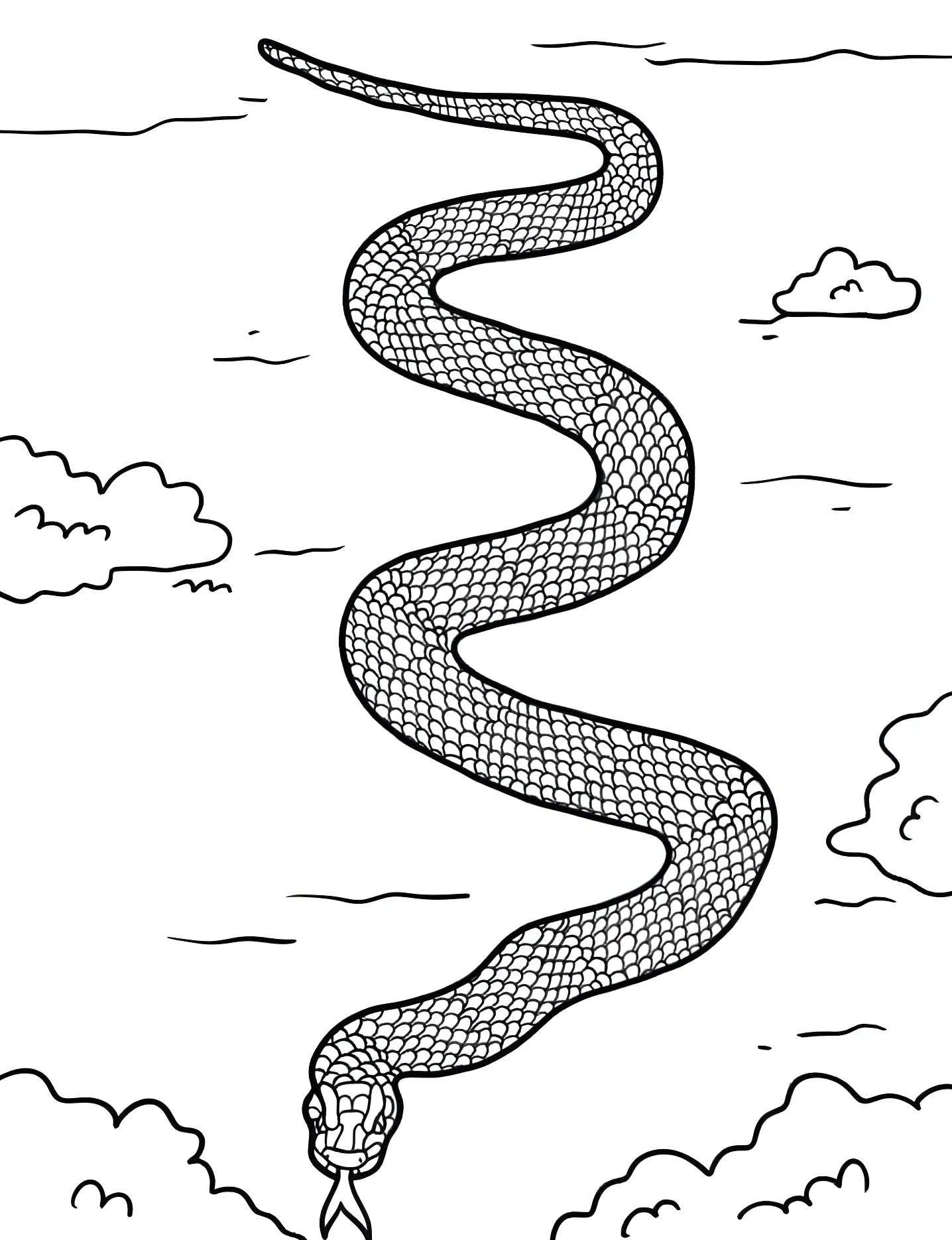Черная змея №9951. Раскраски для девочек по категориям. Змея (Snake).