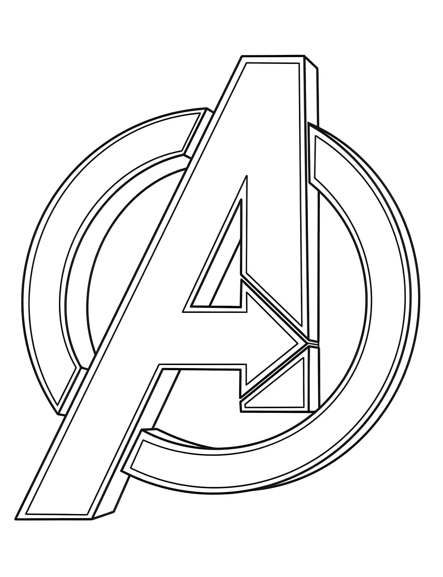 Логотип Мстителей №8691. Раскраски для девочек по категориям. Мстители (Marvel Avengers).