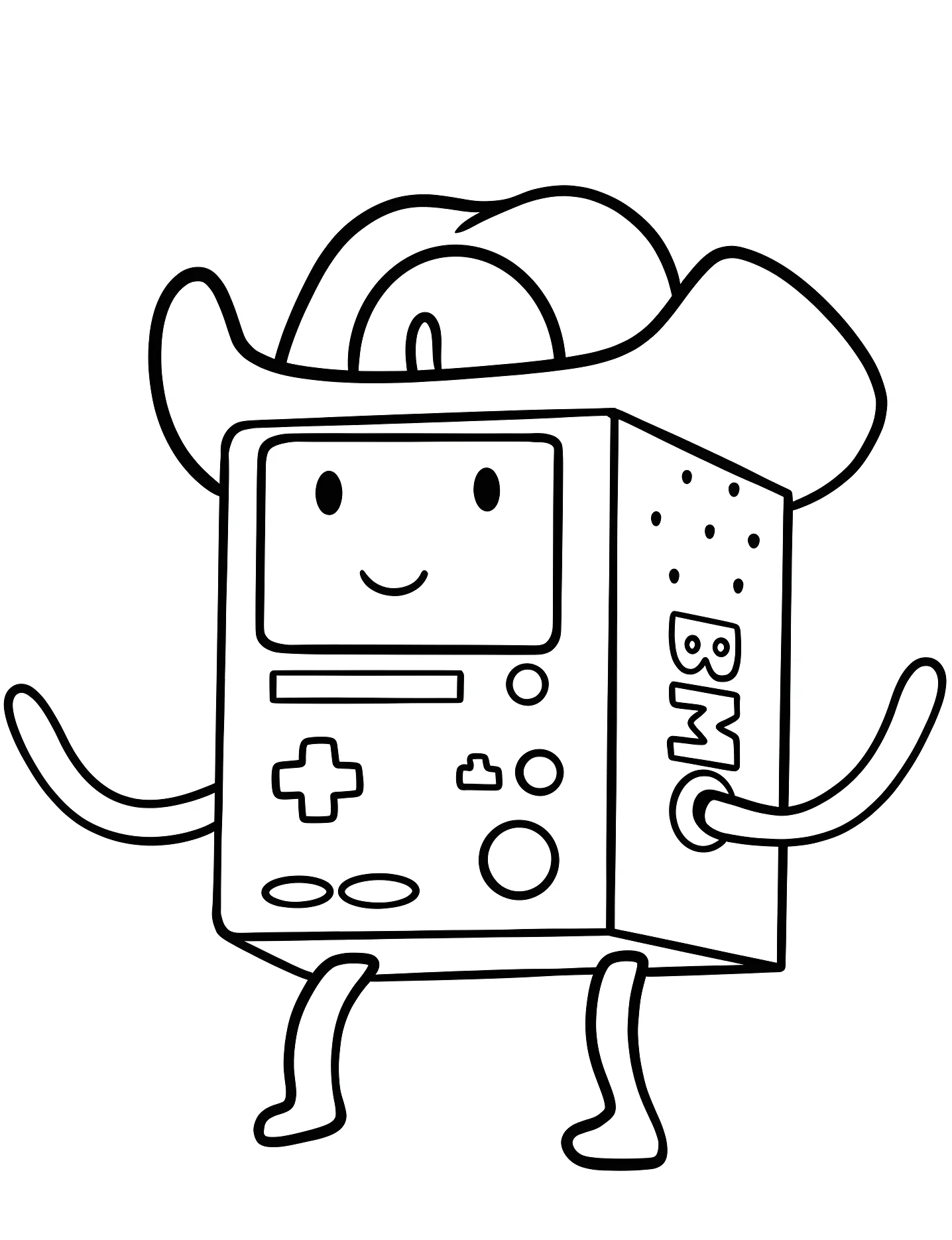 Весёлый BMO из мультфильма Время приключений №5305. Раскраски для девочек по категориям. Время приключений (Adventure Time).