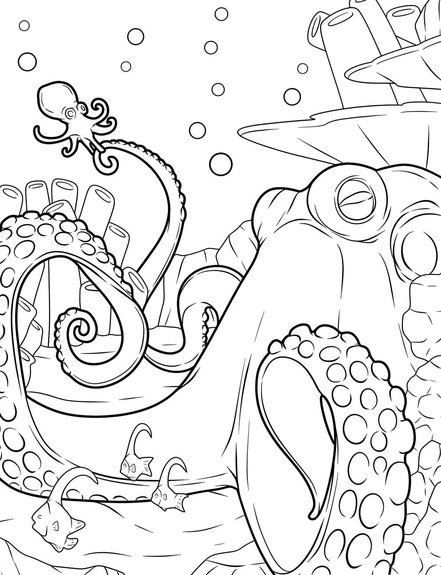 Милый осьминог №9149. Раскраски для девочек по категориям. Осьминог (Octopus).