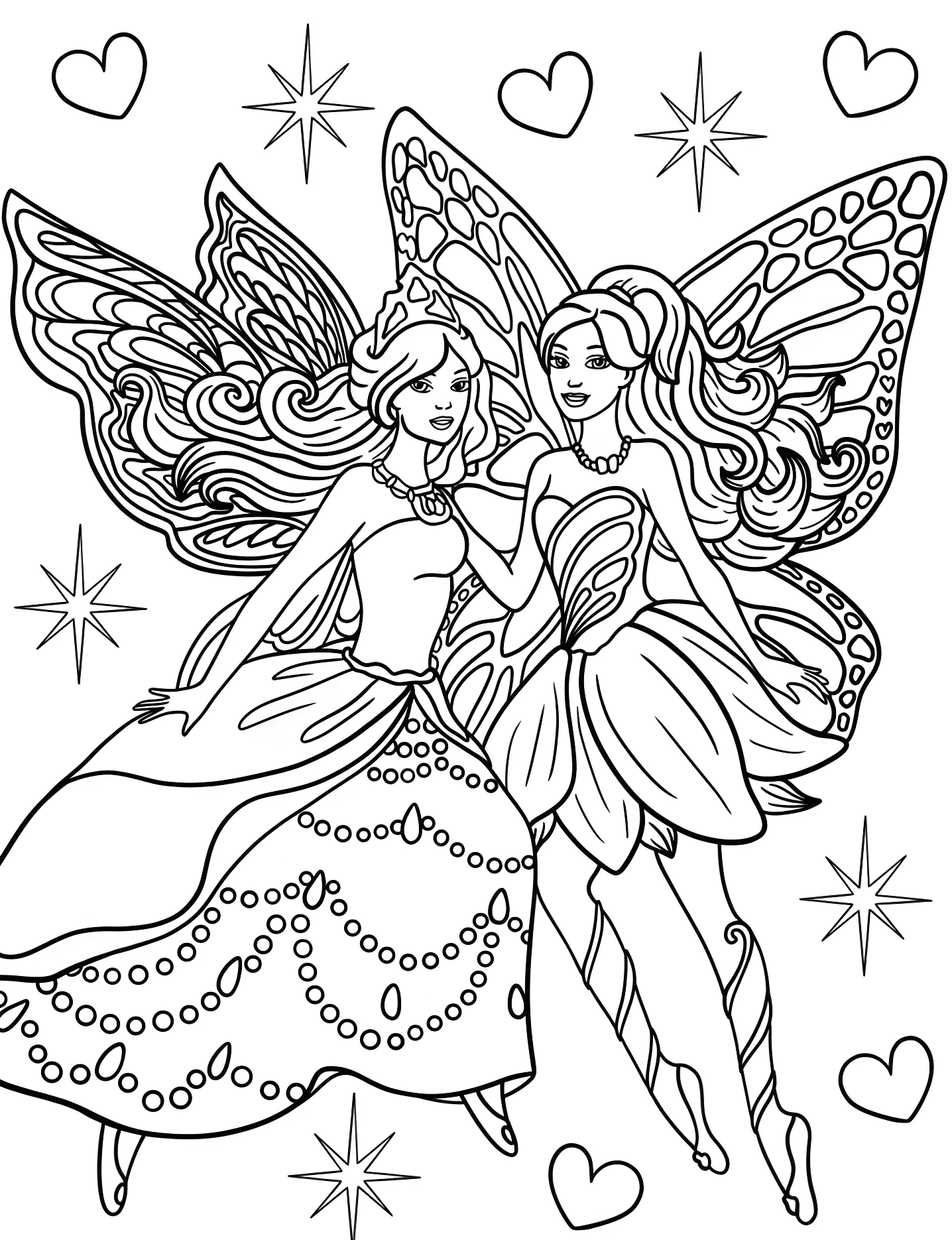 Барби и фея №7243. Раскраски для девочек по категориям. Фея (Fairy).