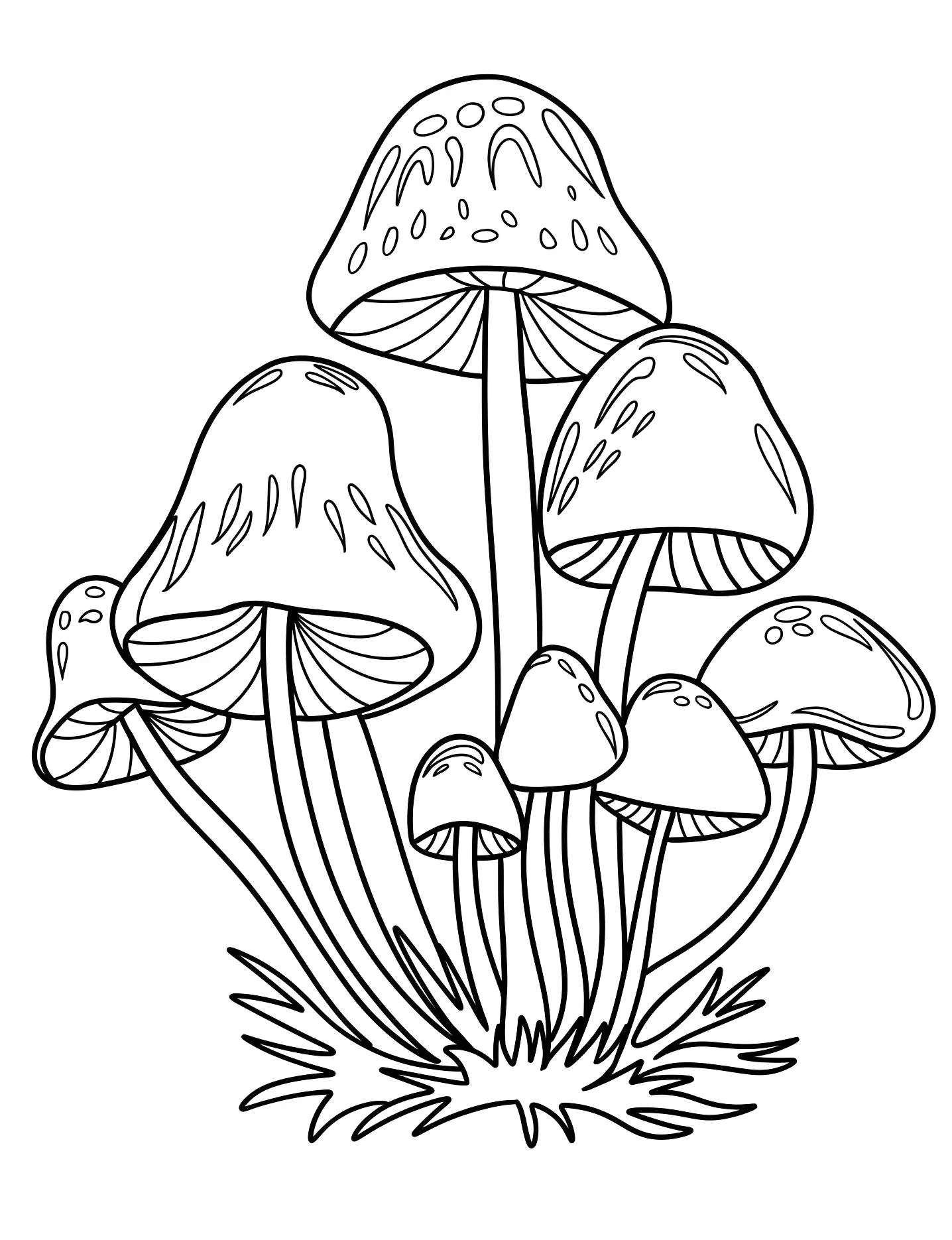Забавные грибы №8903. Раскраски для девочек по категориям. Гриб (Mushroom).