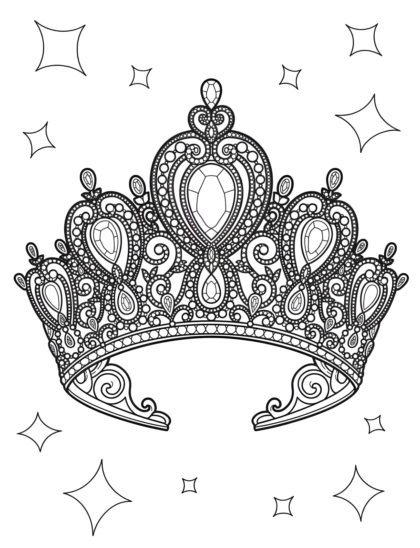 Красивая корона №6638. Раскраски для девочек по категориям. Корона (Crown).
