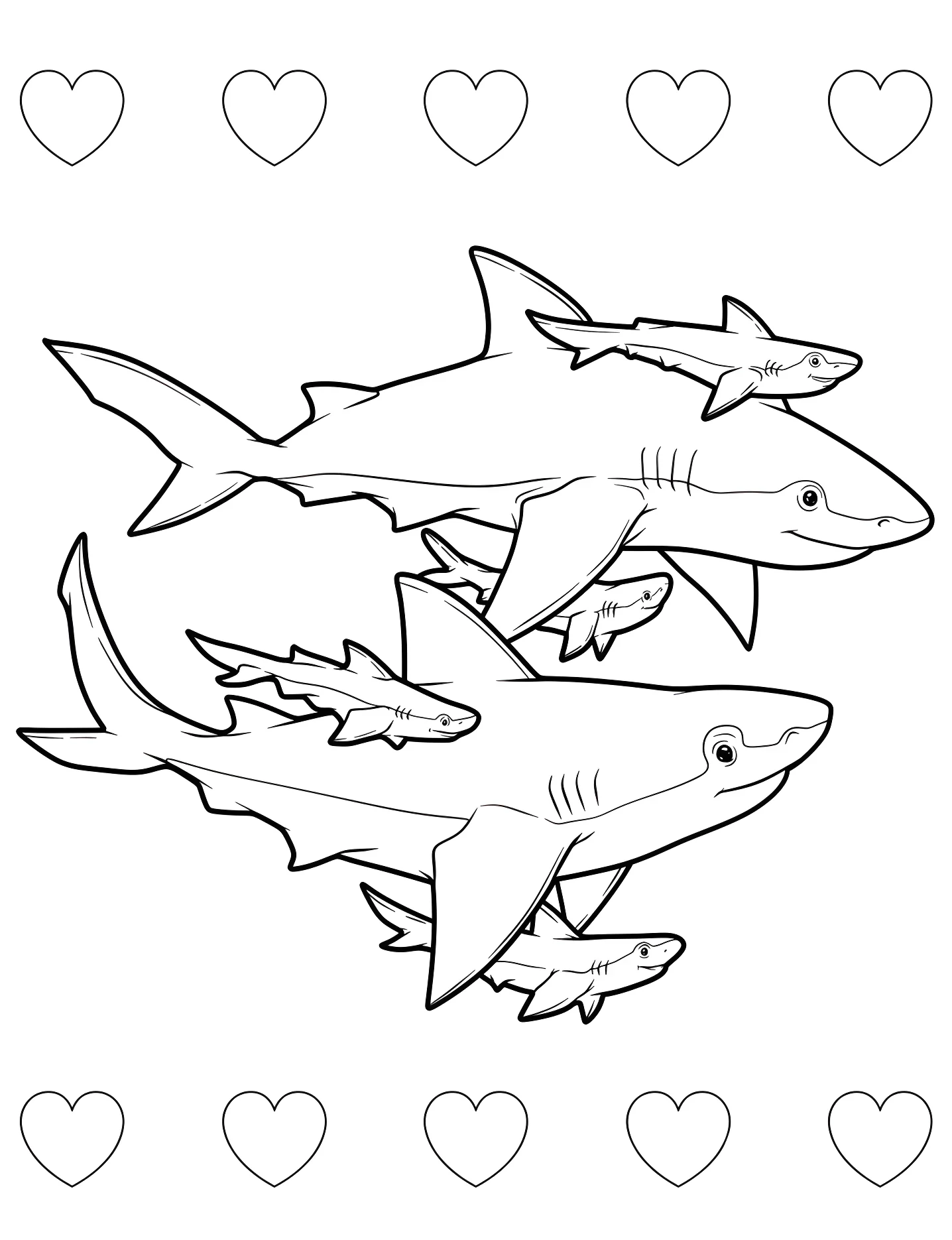 Семья акул №9856. Раскраски для девочек по категориям. Акула (Shark).