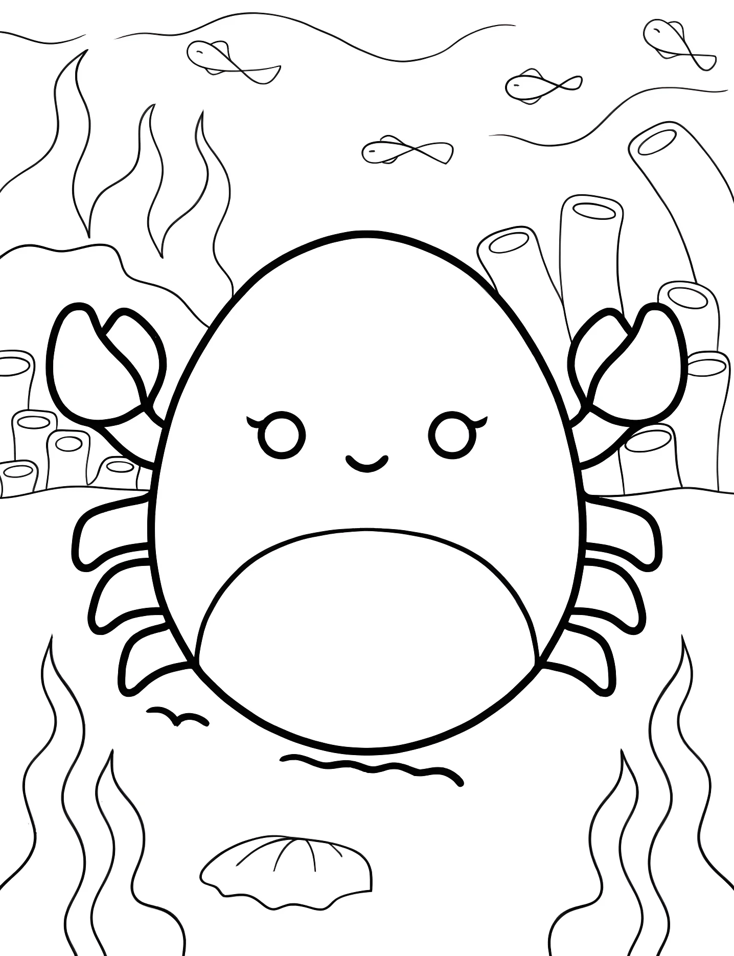 Милый краб №10070. Раскраски для девочек по категориям. Сквишмаллоу (Squishmallows).