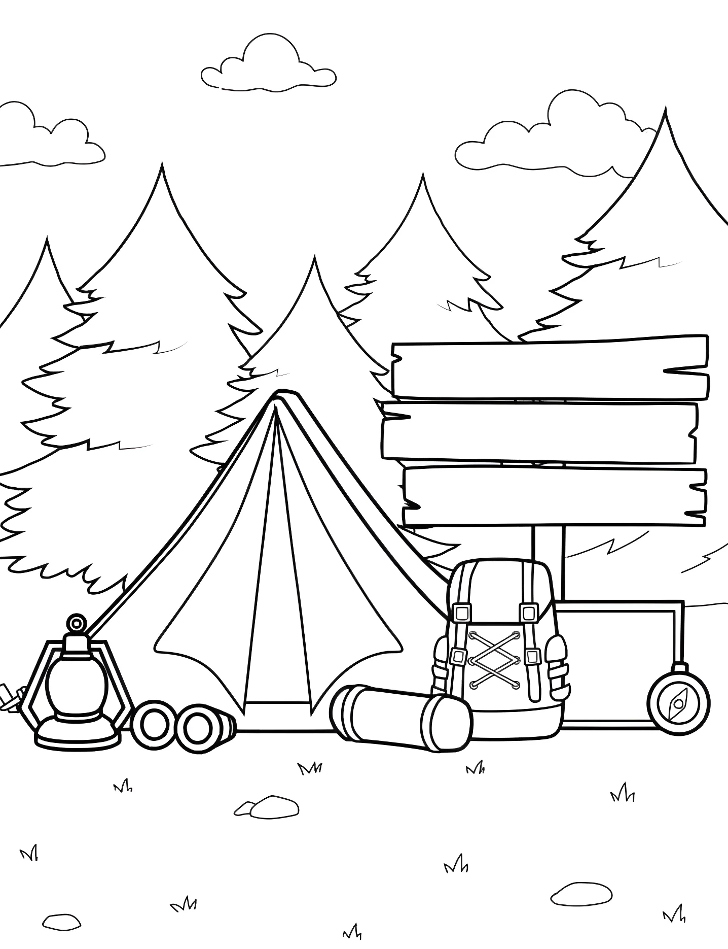 Походный лагерь №6060. Раскраски для девочек по категориям. Кемпинг (Camping).