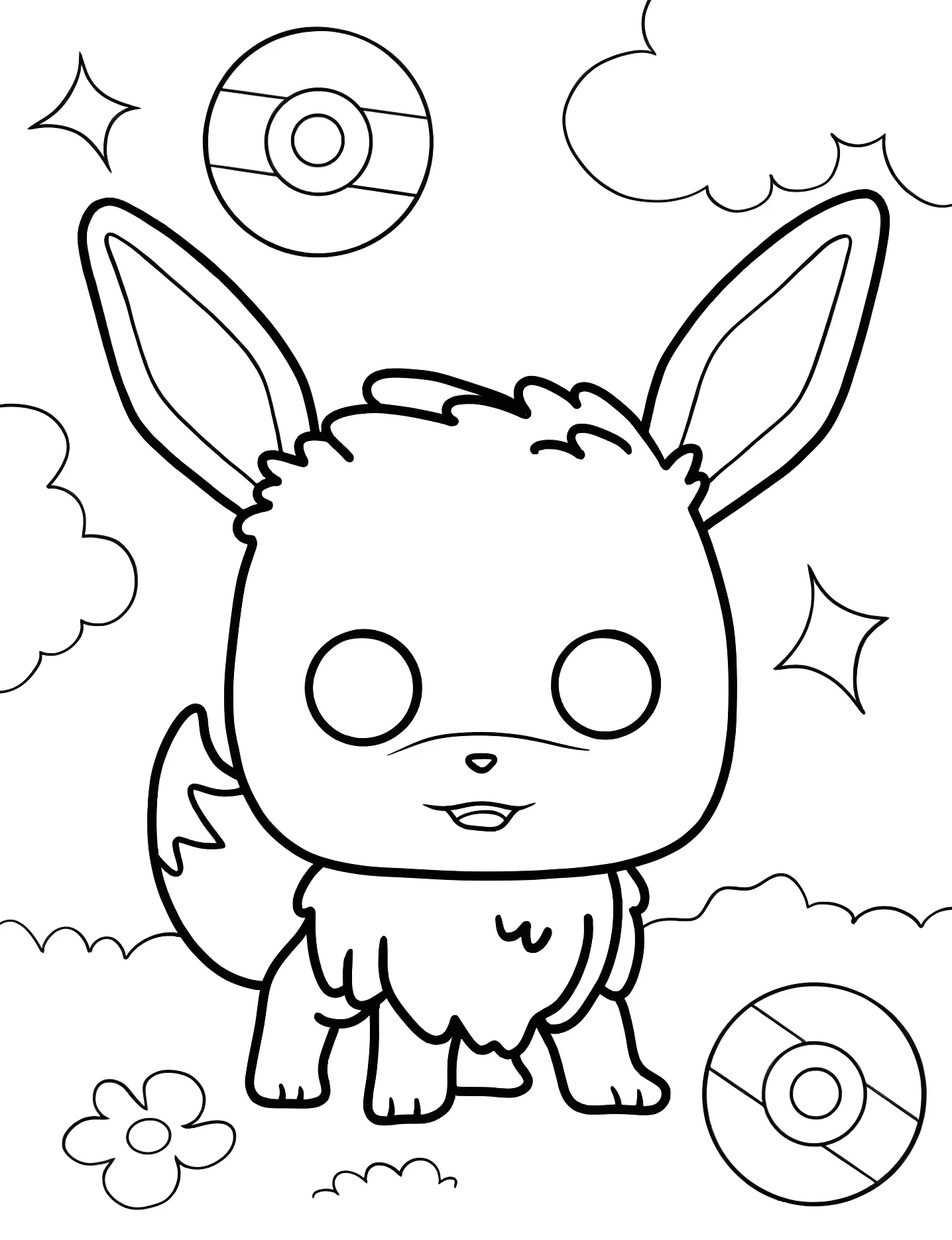 Милый Чиби Иви №7194. Раскраски для девочек по категориям. Иви (Eevee).