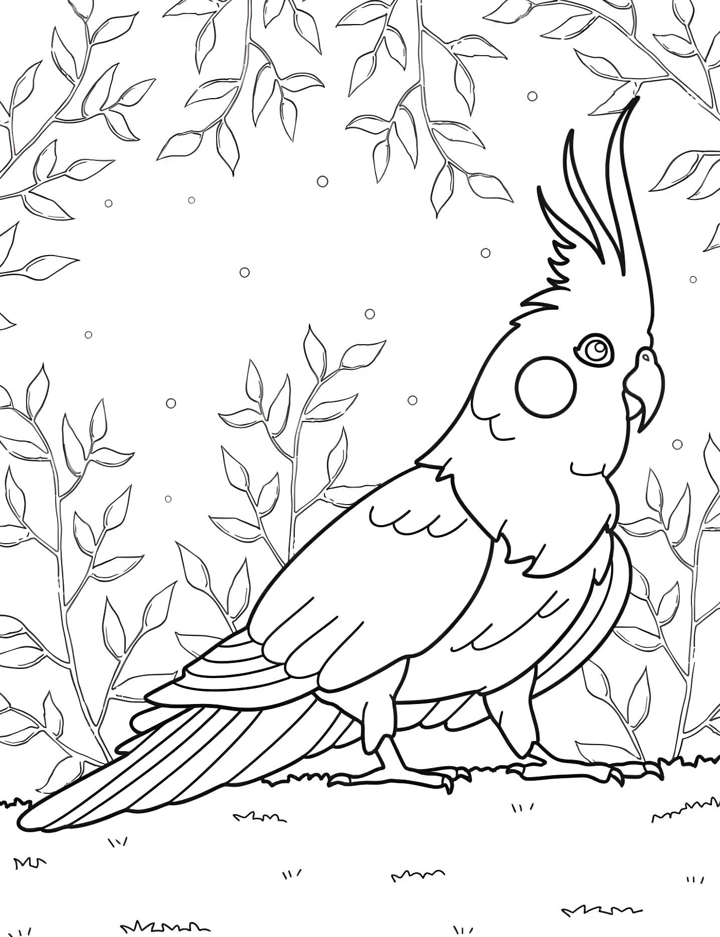 Милый кокатул №9217. Раскраски для девочек по категориям. Попугай (Parrot).
