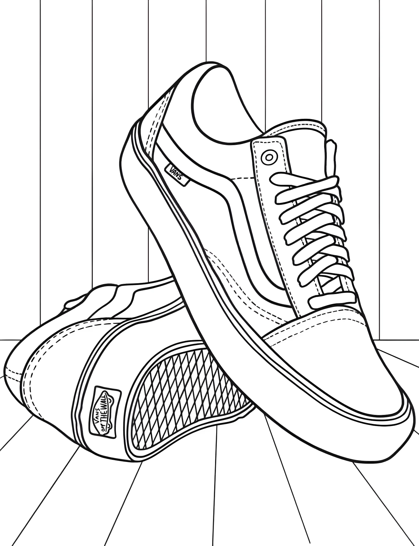 Крутые кроссовки Vans для творчества №9891. Раскраски для девочек по категориям. Обувь (Shoe).