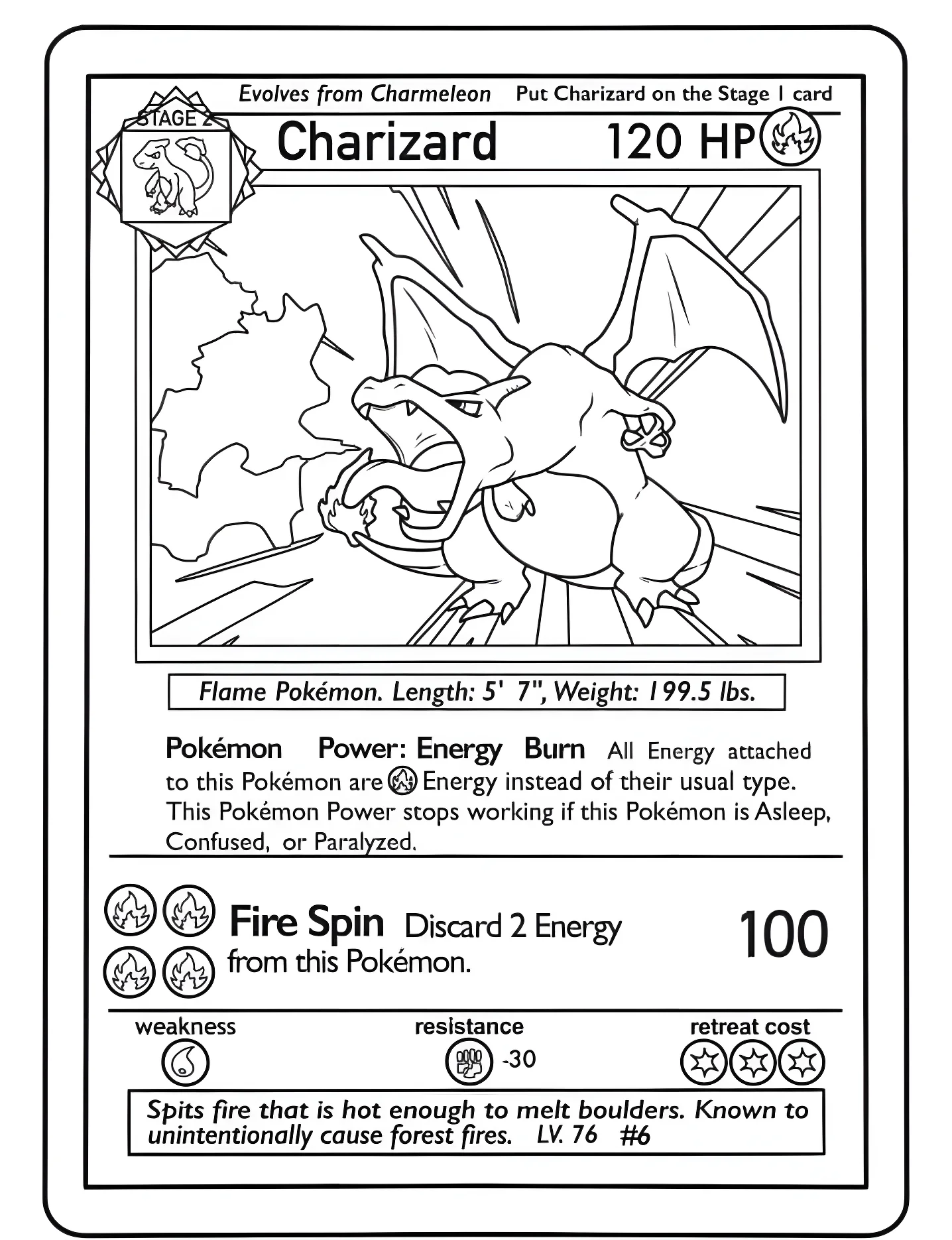 Покемон Чарizard №9463. Раскраски для девочек по категориям. Покемон (Pokemon).
