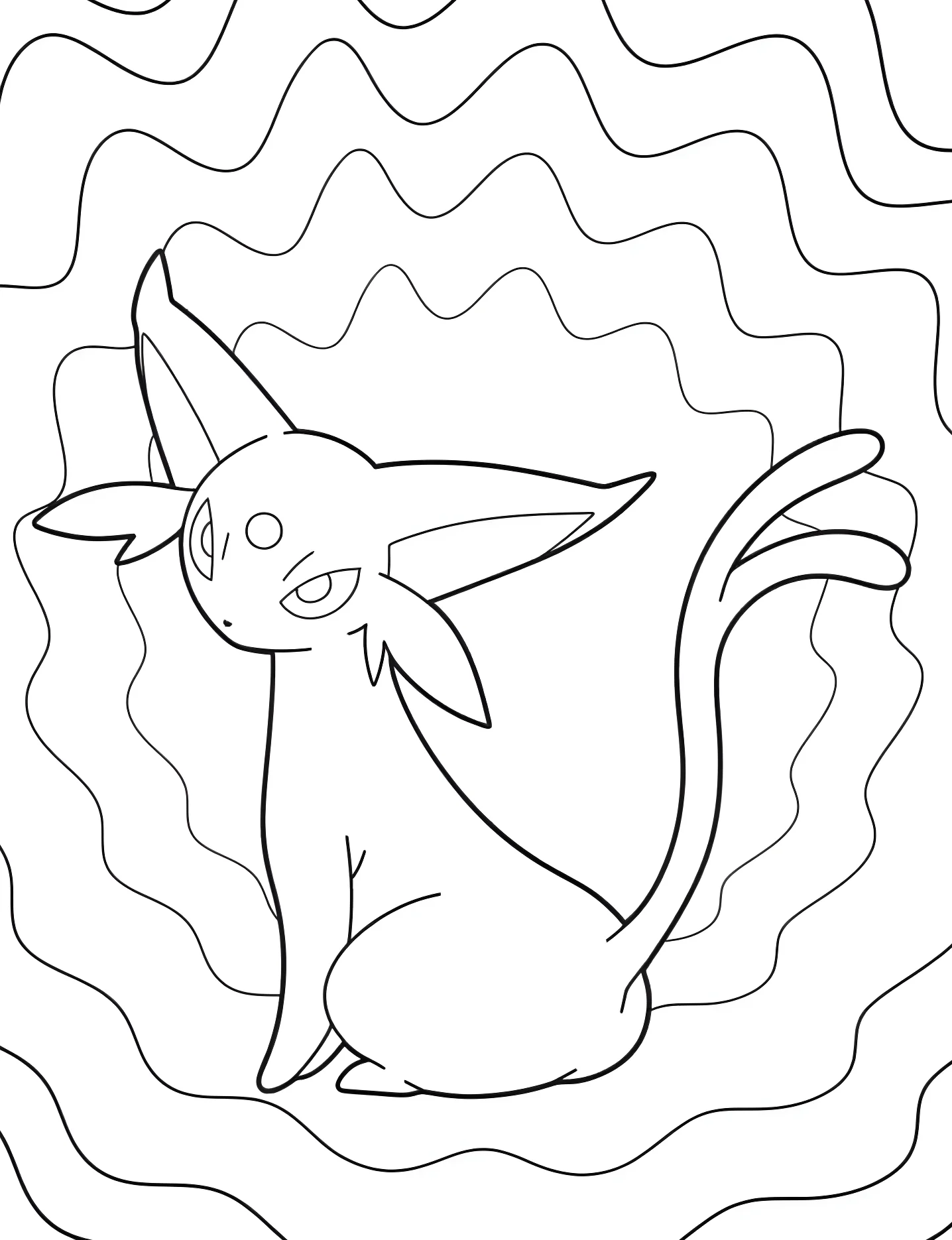 Милый Эшпеон №9465. Раскраски для девочек по категориям. Покемон (Pokemon).