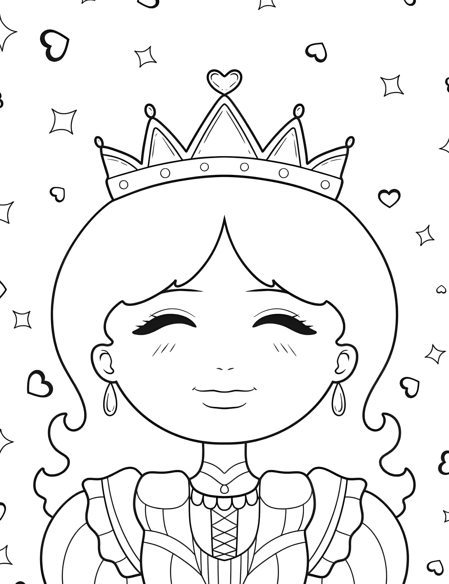Принцесса с короной №6640. Раскраски для девочек по категориям. Корона (Crown).
