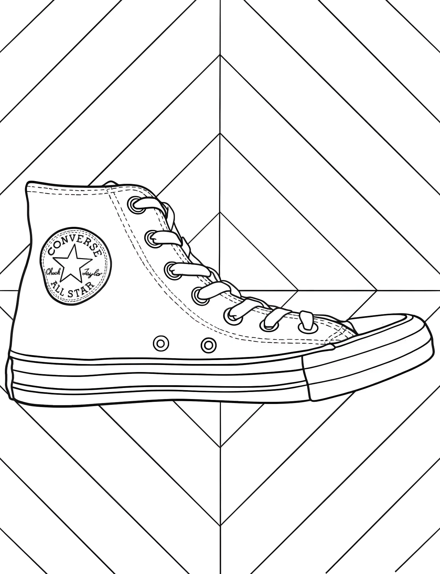Кеды Converse №9895. Раскраски для девочек по категориям. Обувь (Shoe).