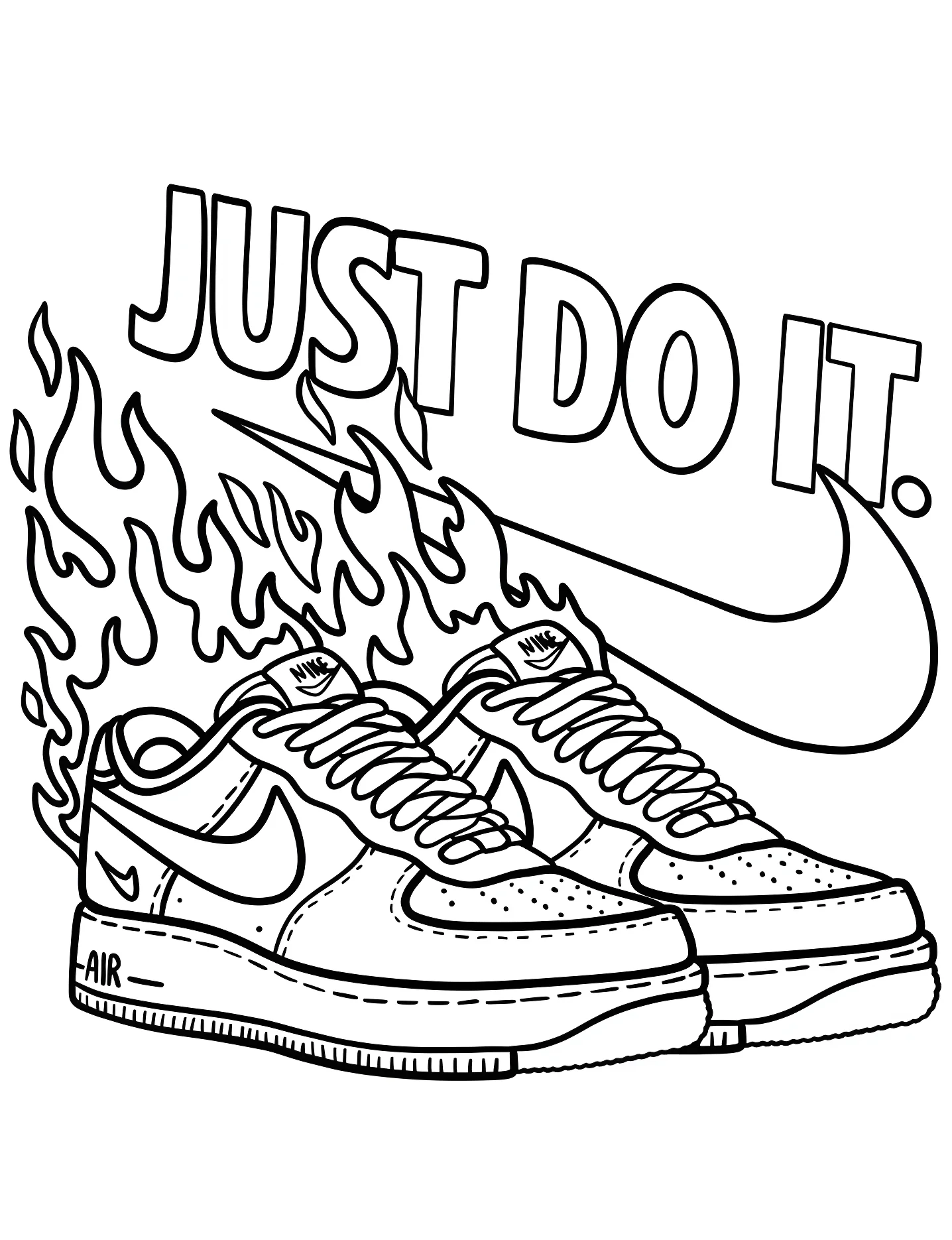 Крутые кроссовки Nike с логотипом №9046. Раскраски для девочек по категориям. Найк (Nike).