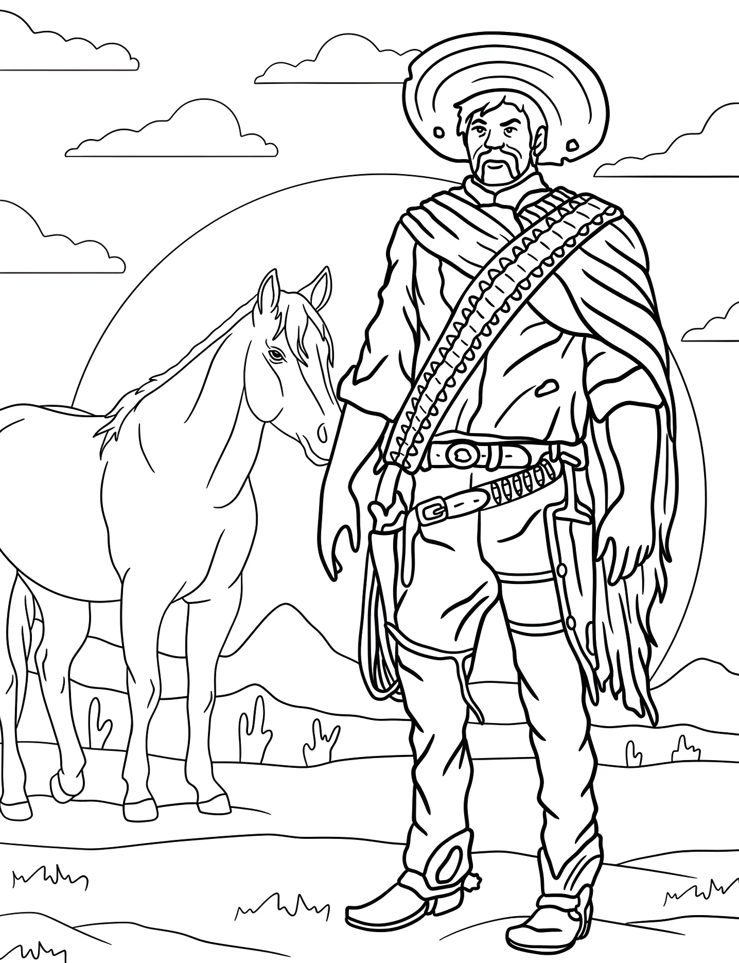 Ковбой с лошадью №6620. Раскраски для девочек по категориям. Ковбой (Cowboy).
