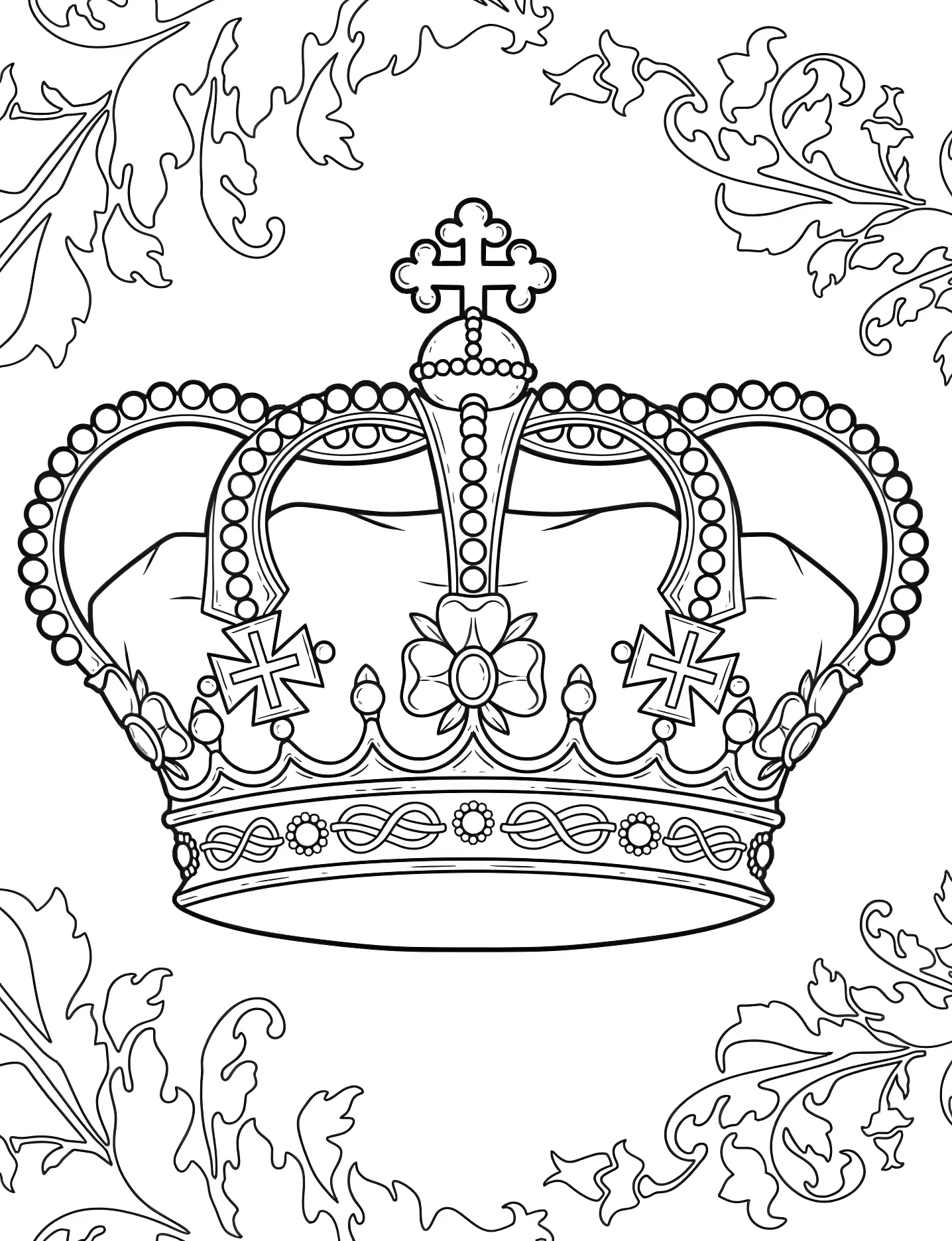 Корона милый дизайн №6643. Раскраски для девочек по категориям. Корона (Crown).