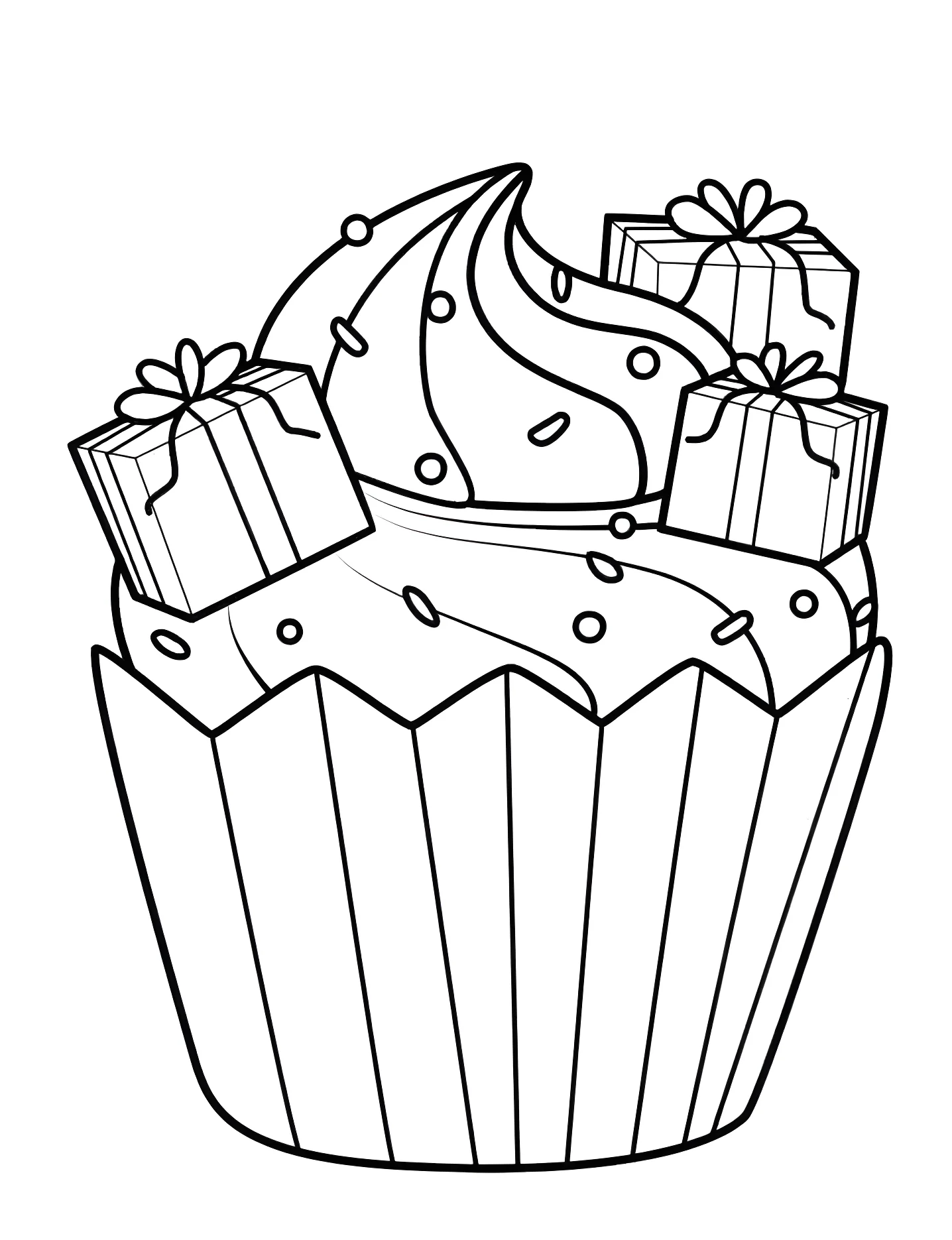 Вкусный капкейк с подарками №6688. Раскраски для девочек по категориям. Капкейк (Cupcake).