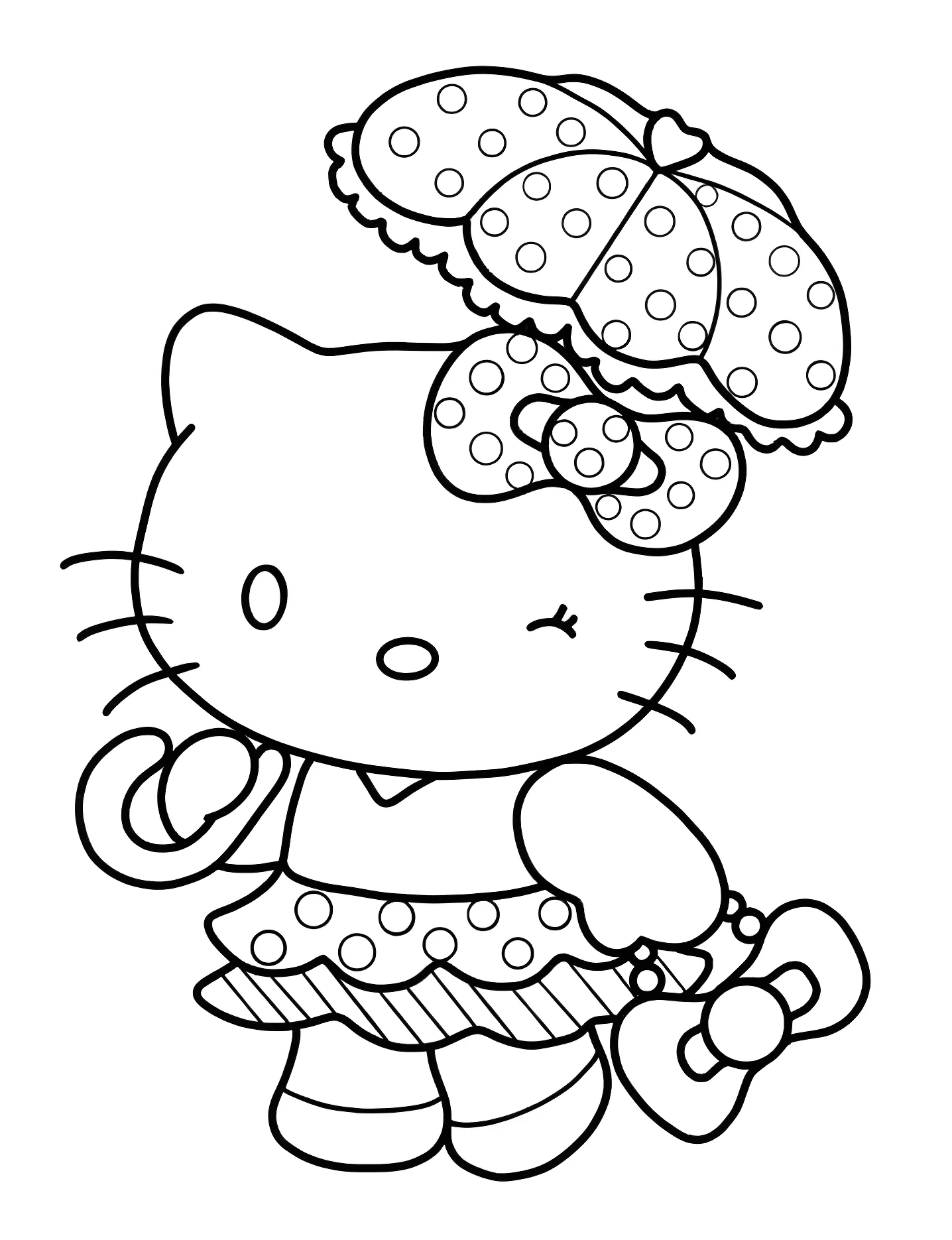 Милая Hello Kitty в горошек №8187. Раскраски для девочек по категориям. Хелло Китти (Hello Kitty).