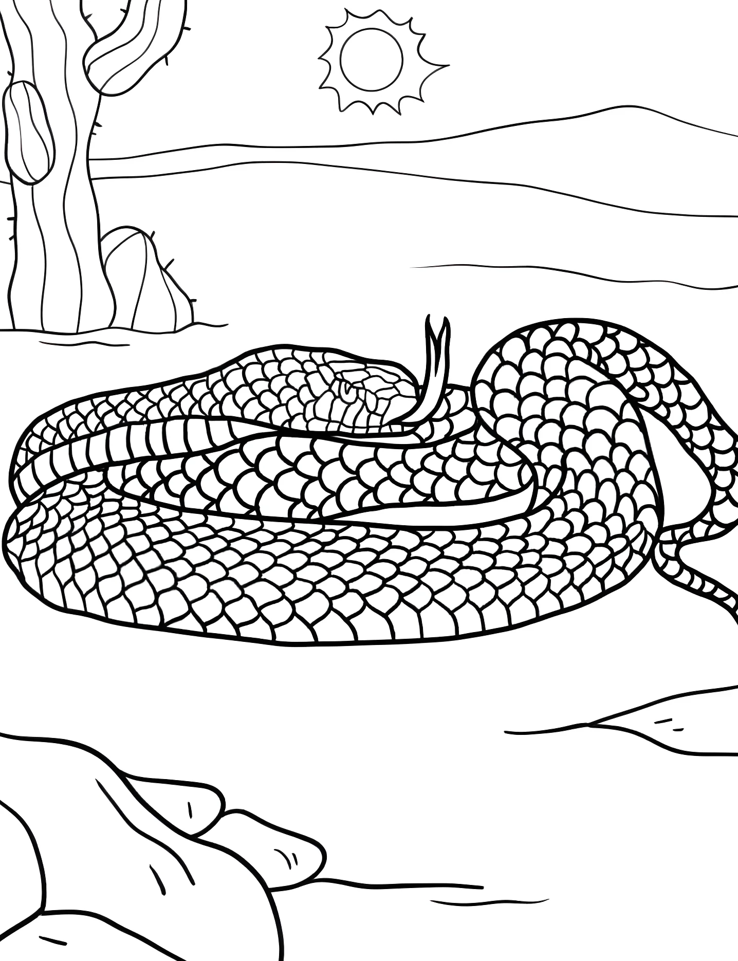 Большая змея №9966. Раскраски для девочек по категориям. Змея (Snake).
