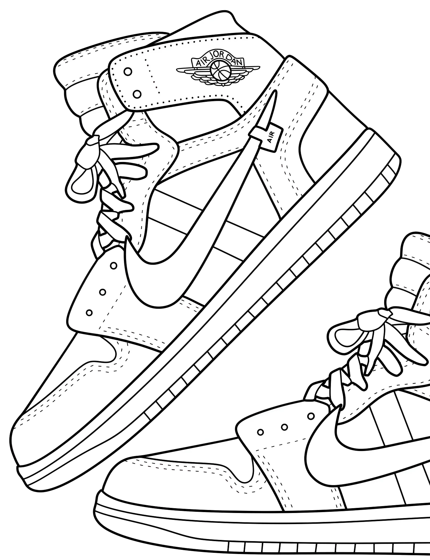Крутые кроссовки Air Jordan №9048. Раскраски для девочек по категориям. Найк (Nike).