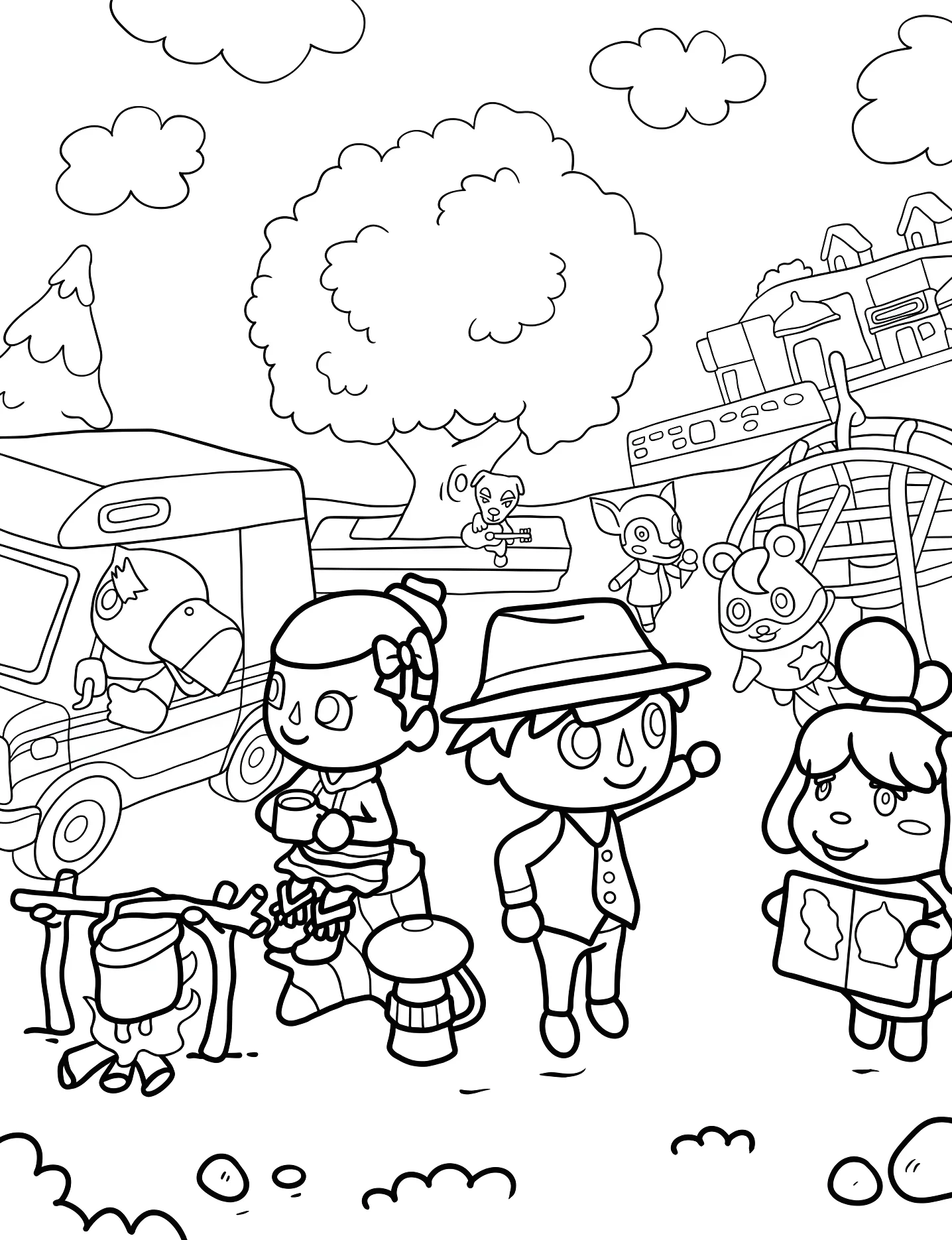 Веселый городок Animal Crossing №5423. Раскраски для девочек по категориям. Перекрёсток Животных (Animal Crossing).