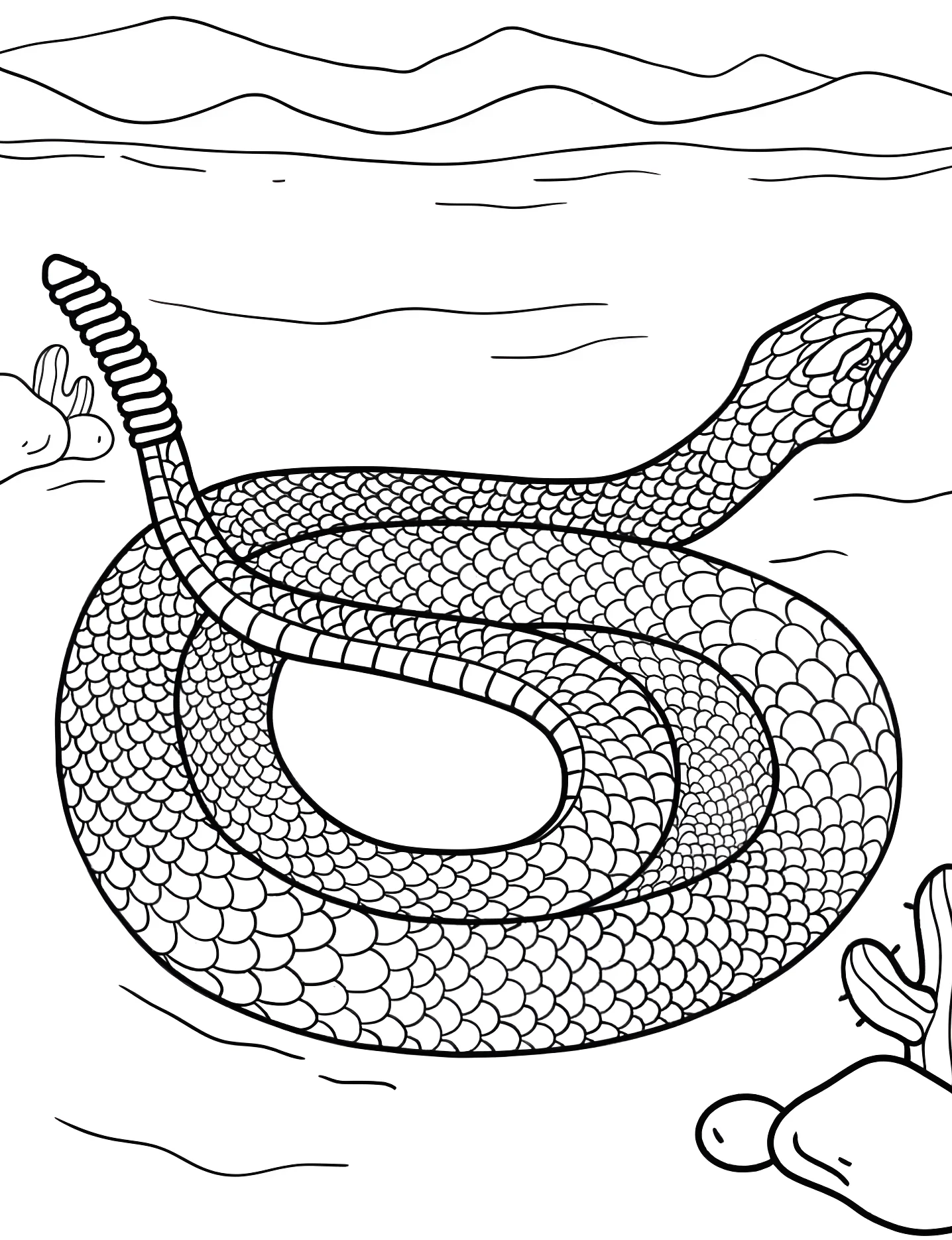 Гадюка в пустыне №9967. Раскраски для девочек по категориям. Змея (Snake).