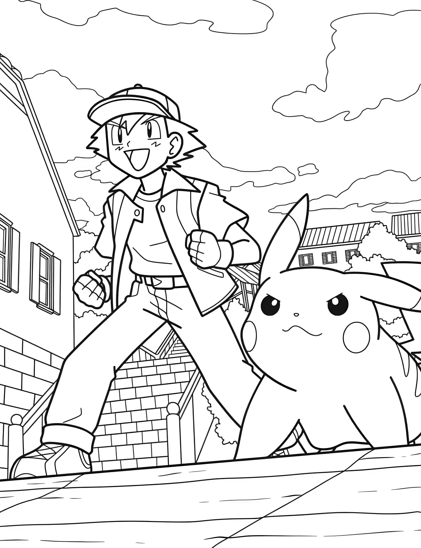 Эш и Пикачу №9477. Раскраски для девочек по категориям. Покемон (Pokemon).
