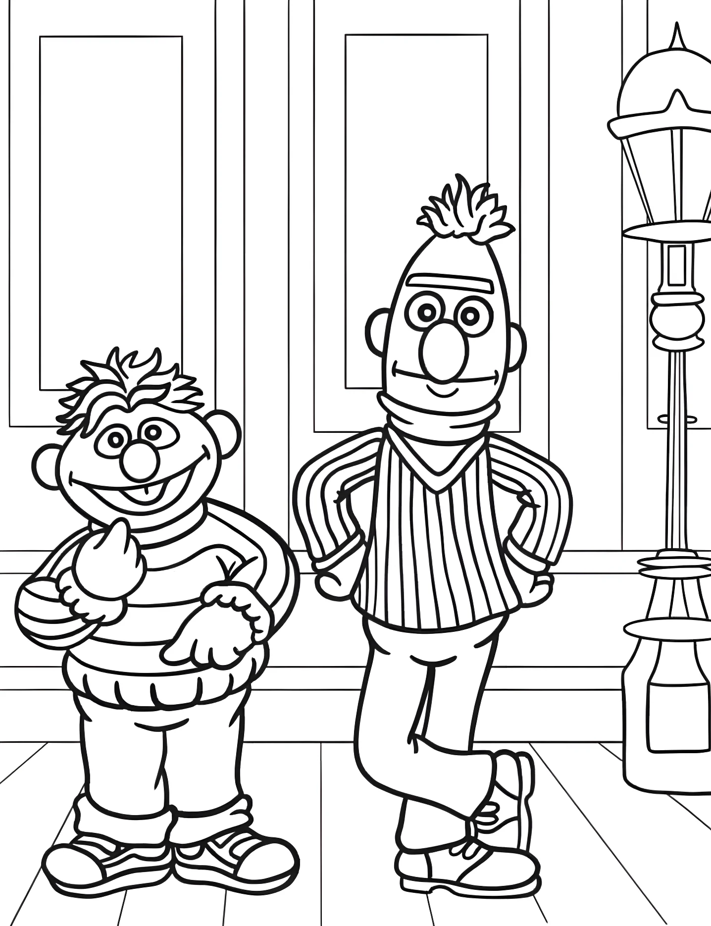 Берт и Эрни №9838. Раскраски для девочек по категориям. Улица Сезам (Sesame Street).