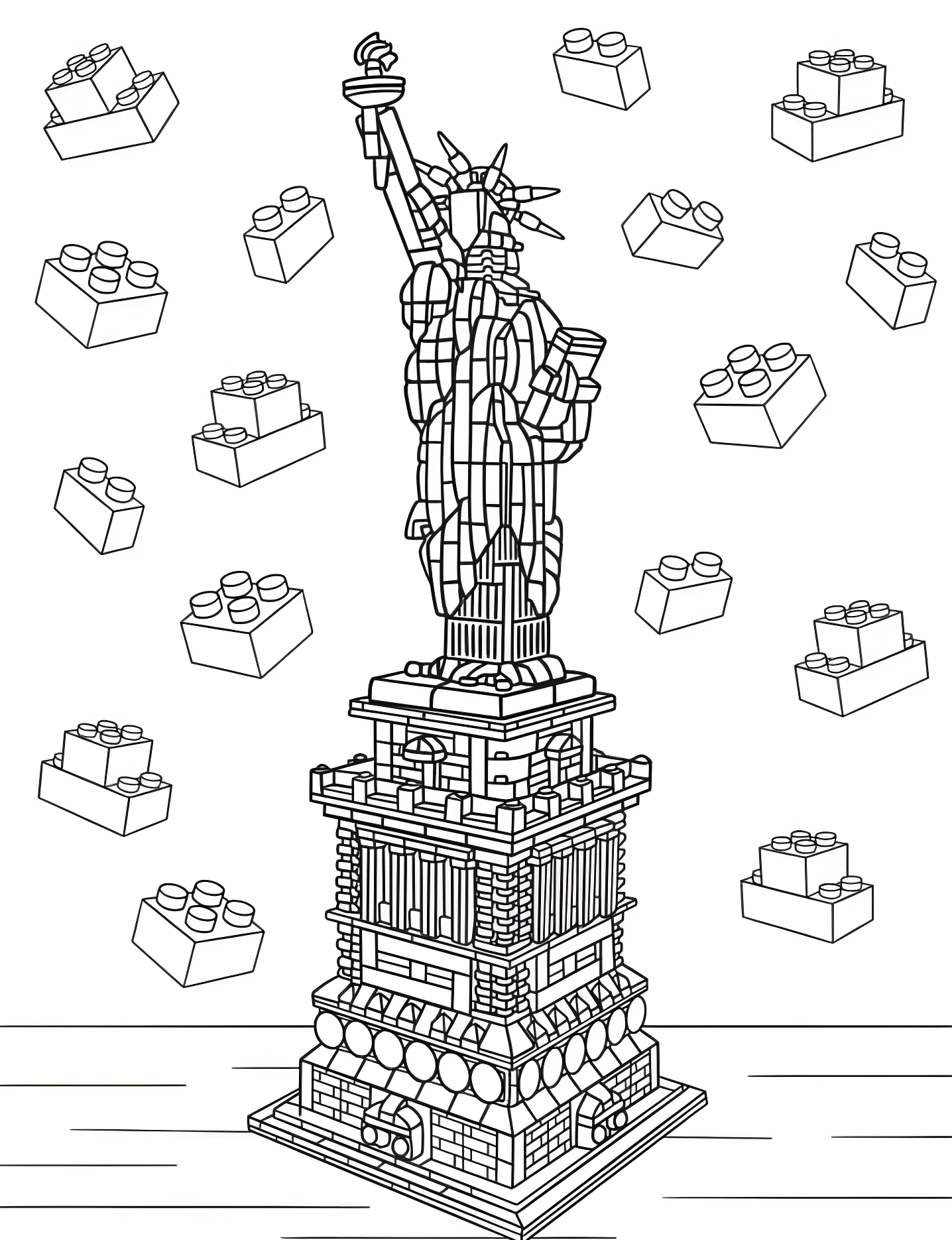 Статуя Свободы из Лего №8555. Раскраски для девочек по категориям. ЛЕГО (LEGO).