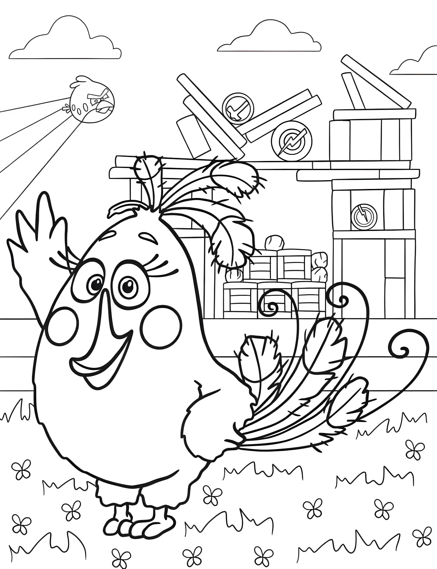 Веселая Matilda из Angry Birds №5400. Раскраски для девочек по категориям. Энгри Бердс (Angry Birds).