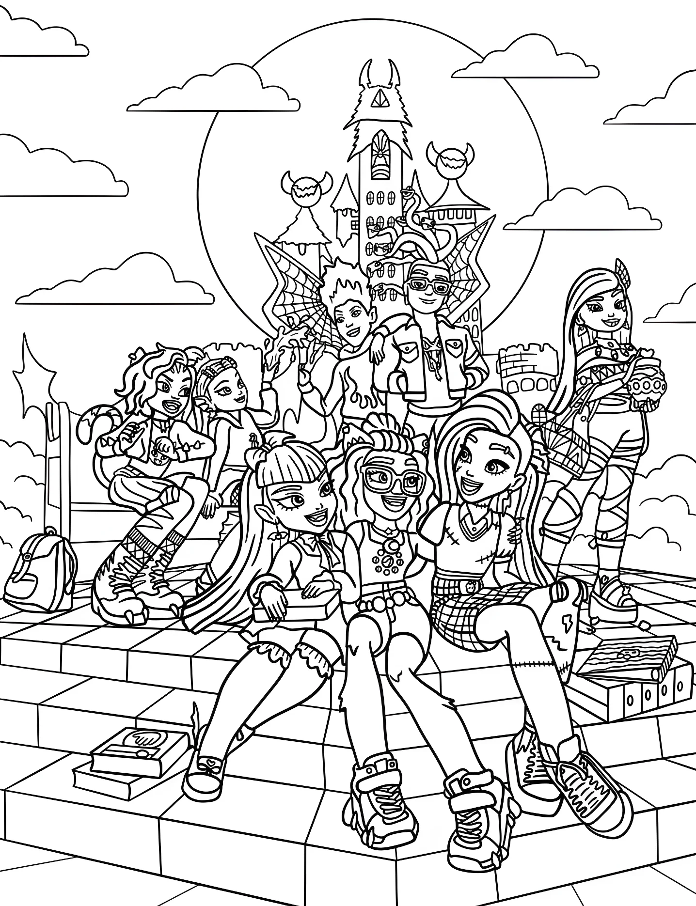 Забавные монстры из Monster High №8827. Раскраски для девочек по категориям. Школа монстров (Monster High).