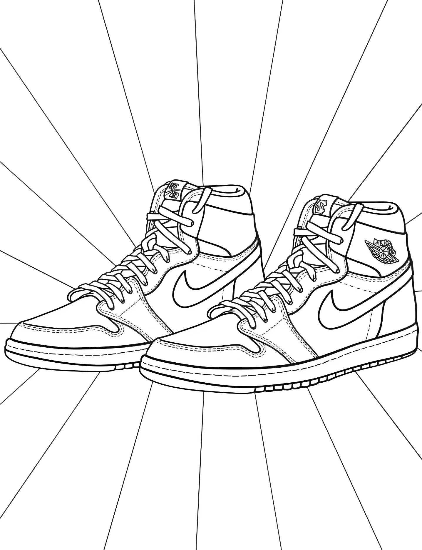 Крутые кроссовки Air Jordan для творчества №9898. Раскраски для девочек по категориям. Обувь (Shoe).