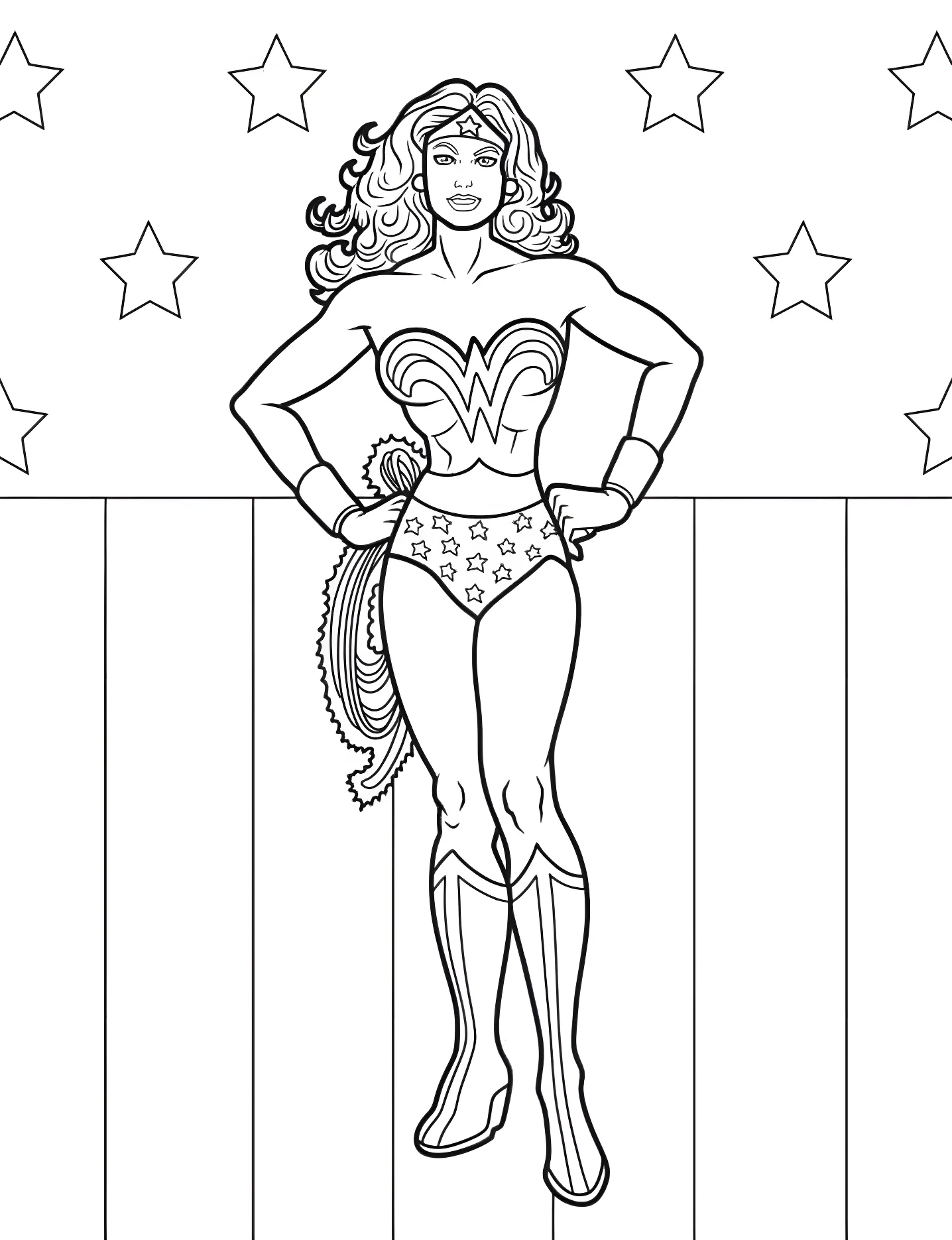 Чудесница Wonder Woman №10837. Раскраски для девочек по категориям. Чудо-женщина (Wonder Woman).