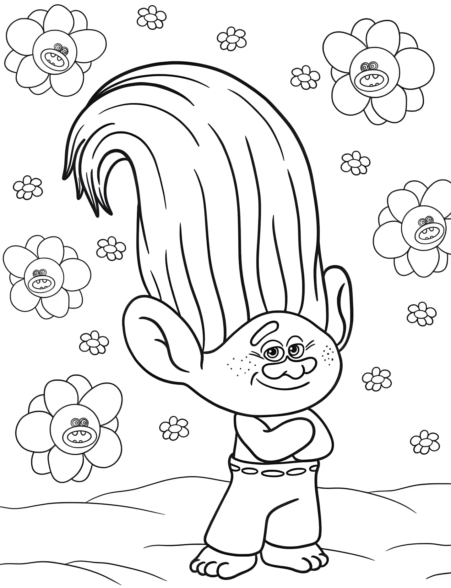 Весёлый тролль №10576. Раскраски для девочек по категориям. Тролли (Trolls).