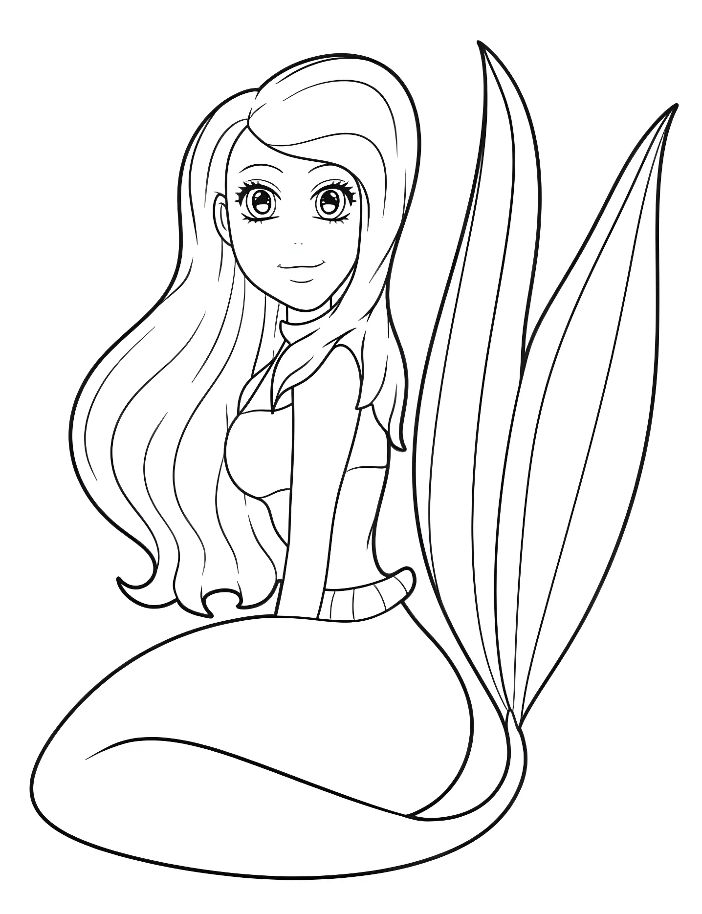 Милая русалочка №8728. Раскраски для девочек по категориям. Русалка (Mermaid).