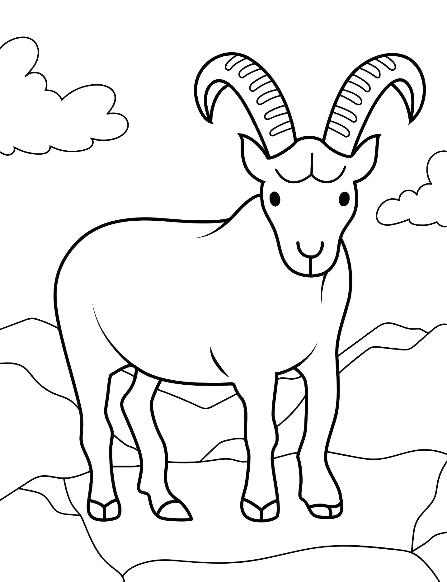 Милый горный козел №7794. Раскраски для девочек по категориям. Коза (Goat).
