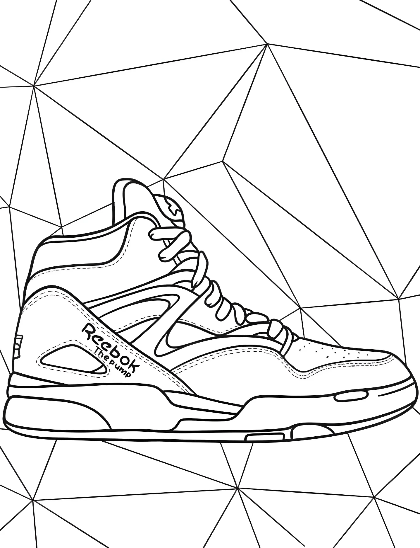 Спортивная обувь Reebok №9901. Раскраски для девочек по категориям. Обувь (Shoe).