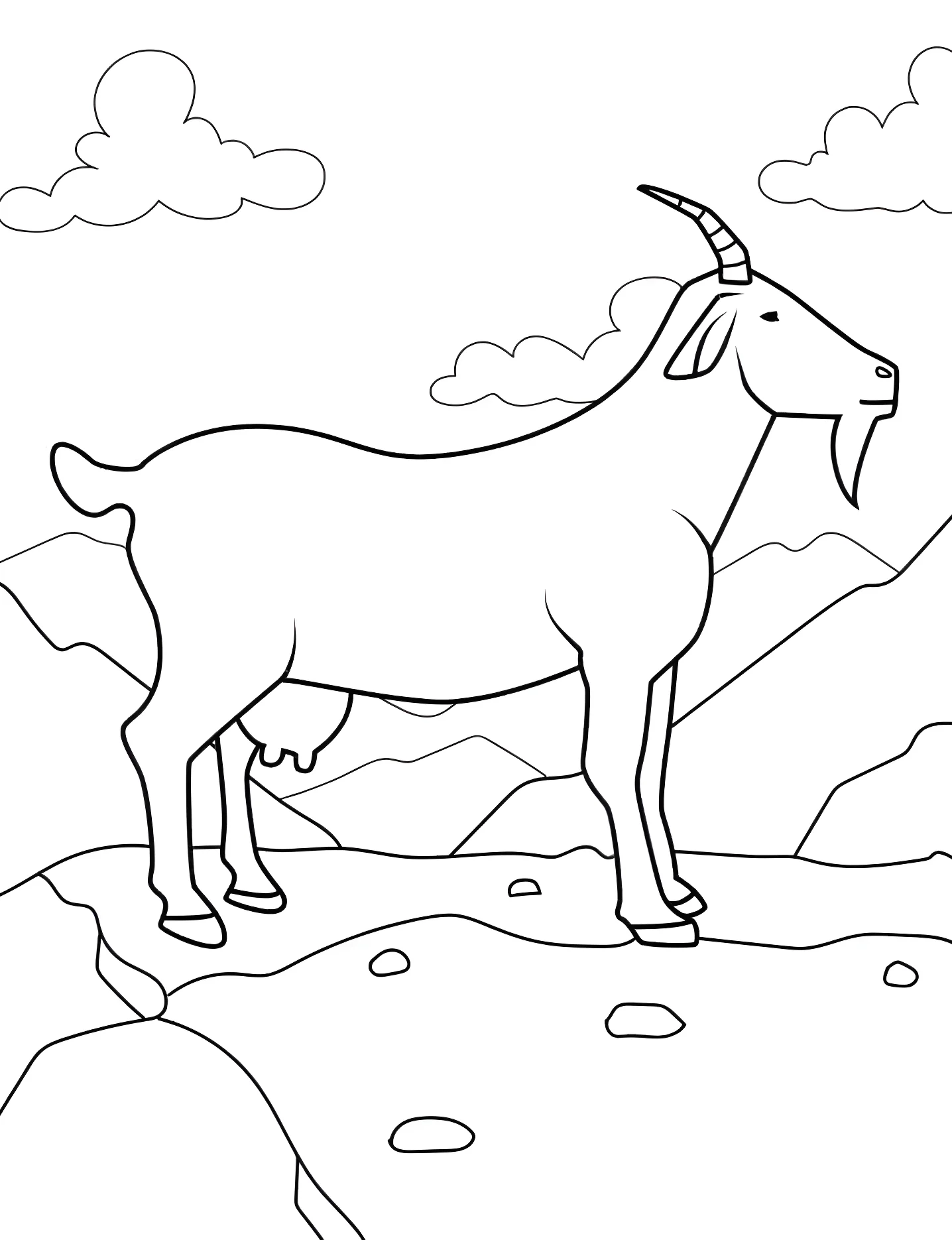 Милая коза с рогами №7796. Раскраски для девочек по категориям. Коза (Goat).