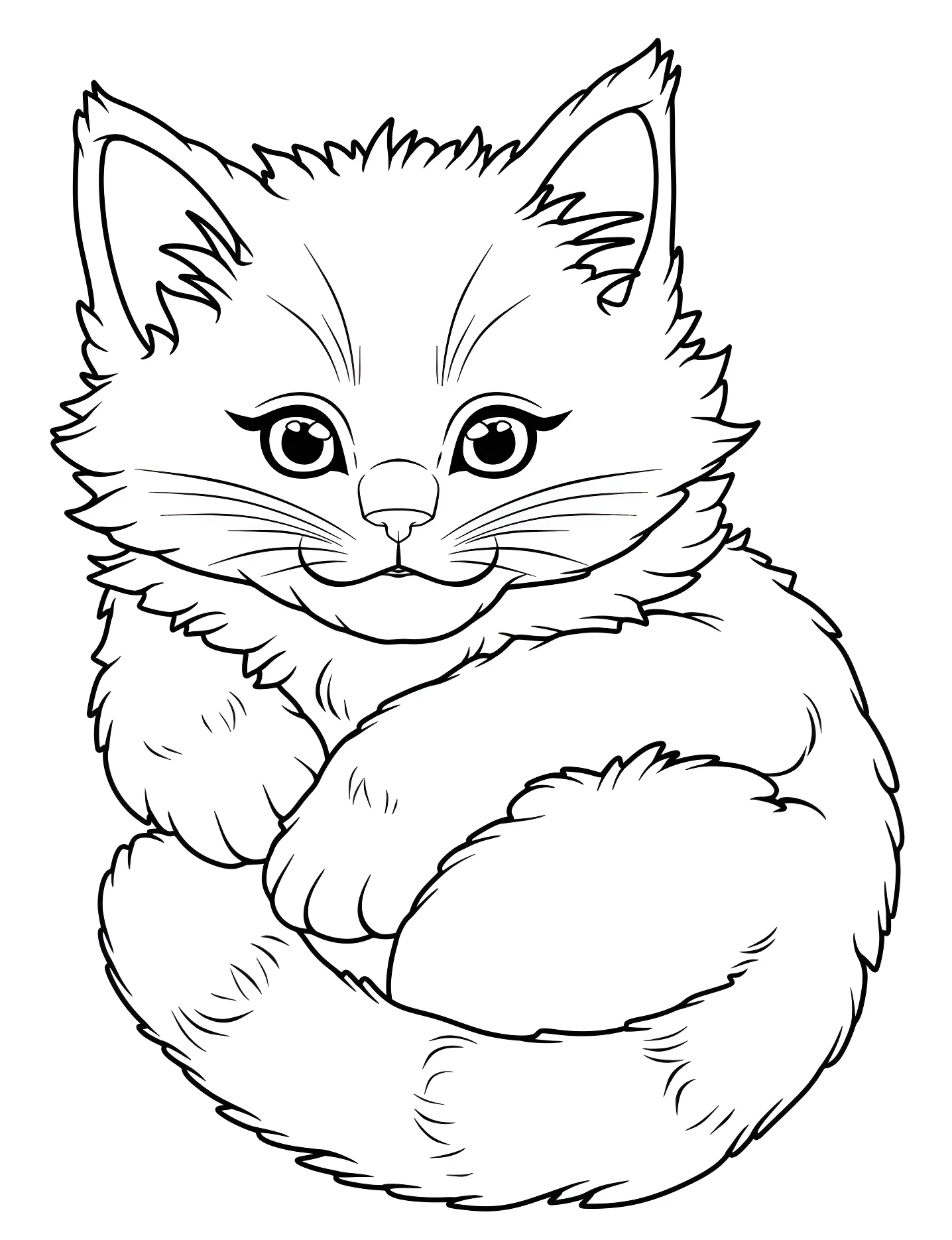 Милый пушистый котенок №8453. Раскраски для девочек по категориям. Котёнок (Kitten).