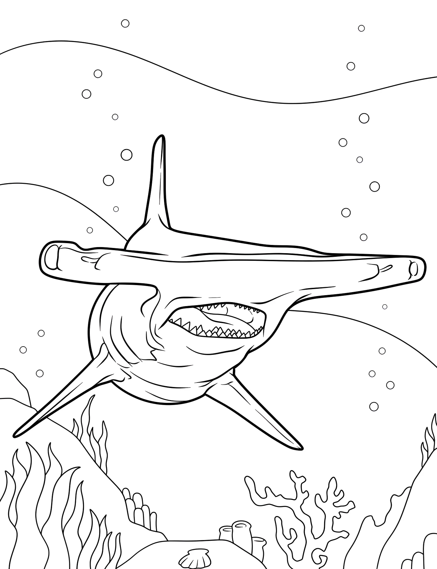Молот акулы №9867. Раскраски для девочек по категориям. Акула (Shark).
