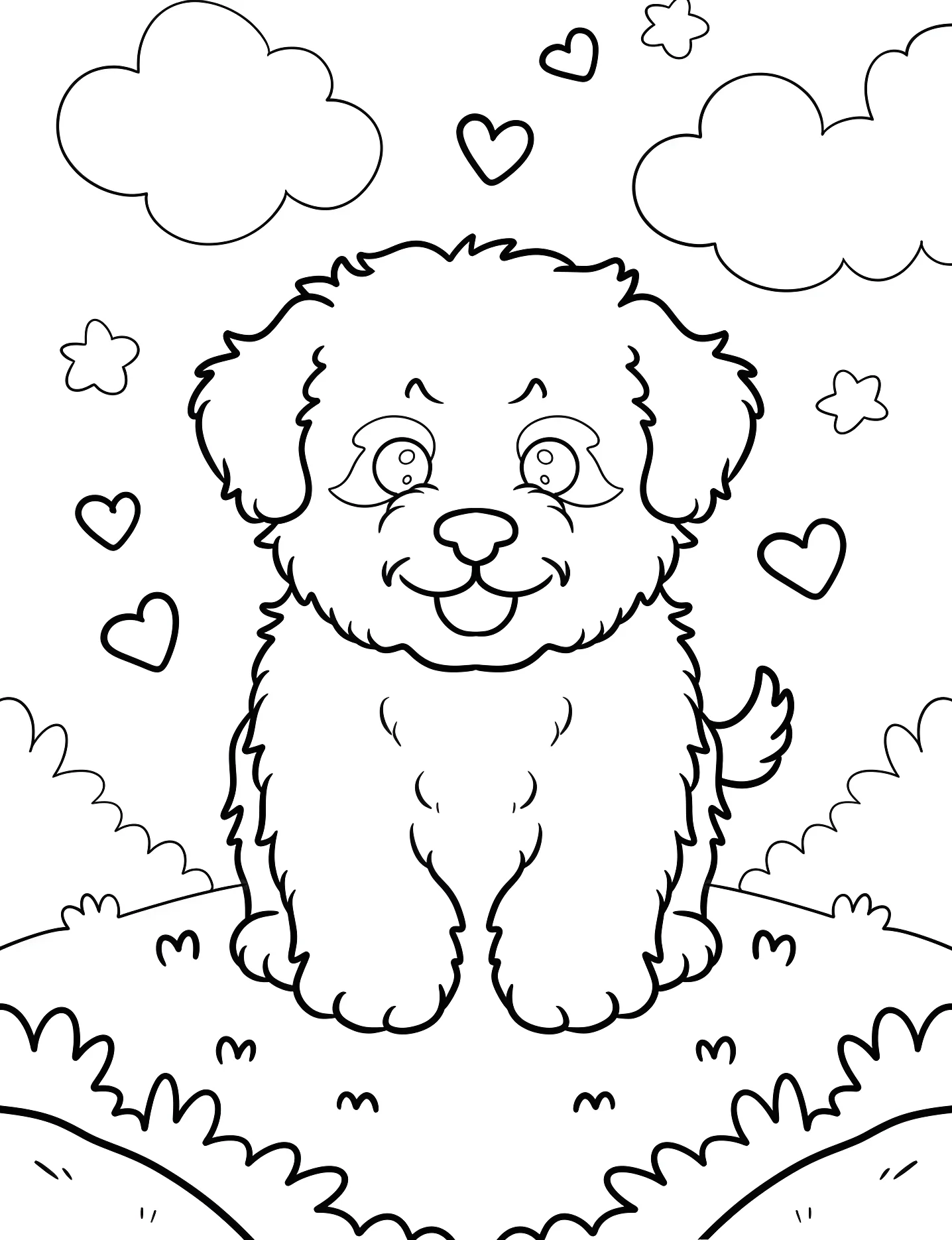 Милый бишон фризе №9758. Раскраски для девочек по категориям. Щенок (Puppy).