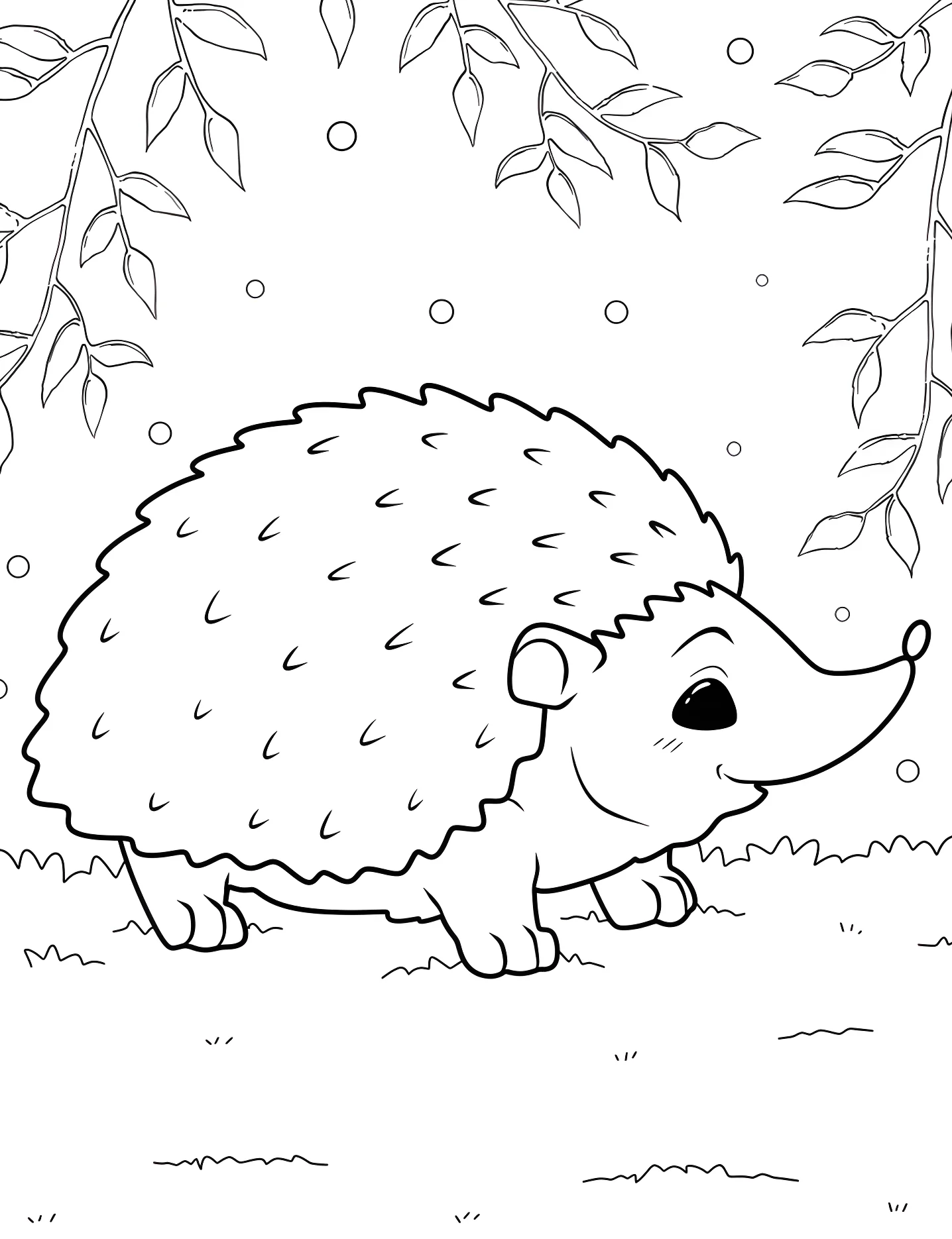 Милый ежик в лесу №8151. Раскраски для девочек по категориям. Ёжик (Hedgehog).