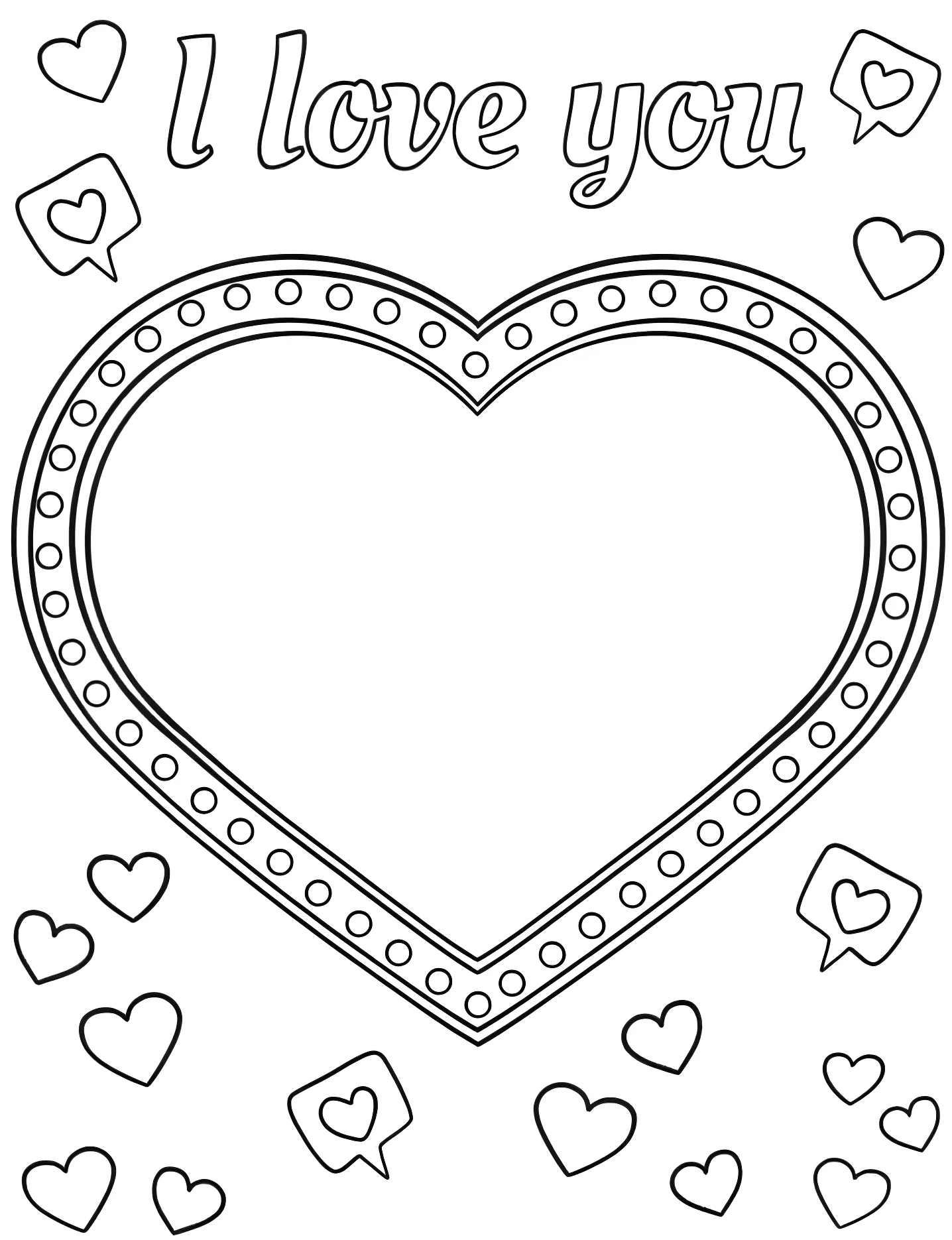 Сердечко с надписью I love you №8105. Раскраски для девочек по категориям. Сердце (Heart).