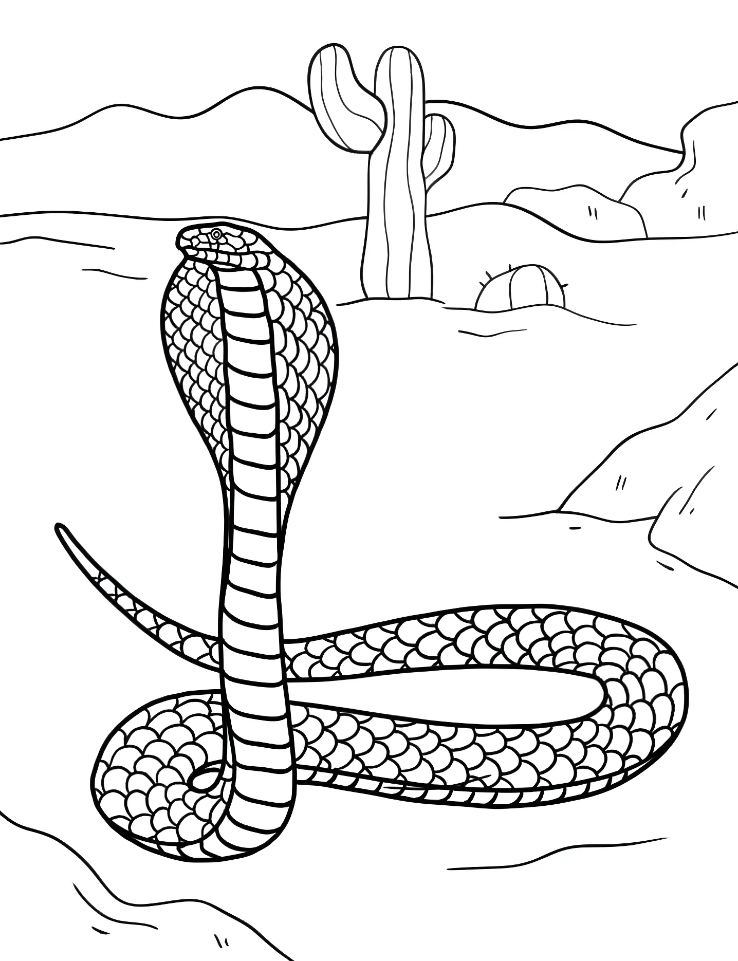 Кобра в пустыне №9973. Раскраски для девочек по категориям. Змея (Snake).
