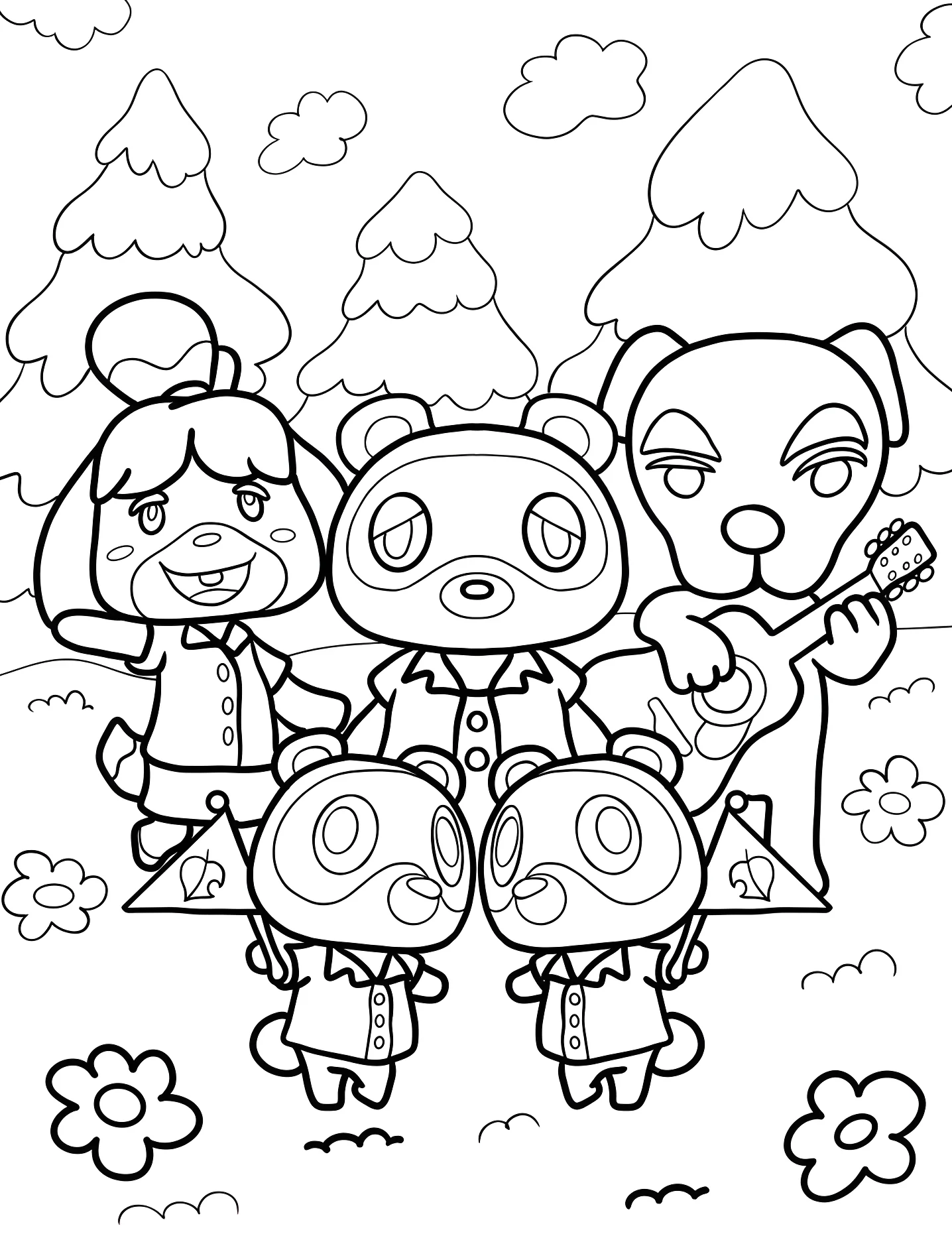Веселые персонажи Animal Crossing №5426. Раскраски для девочек по категориям. Перекрёсток Животных (Animal Crossing).