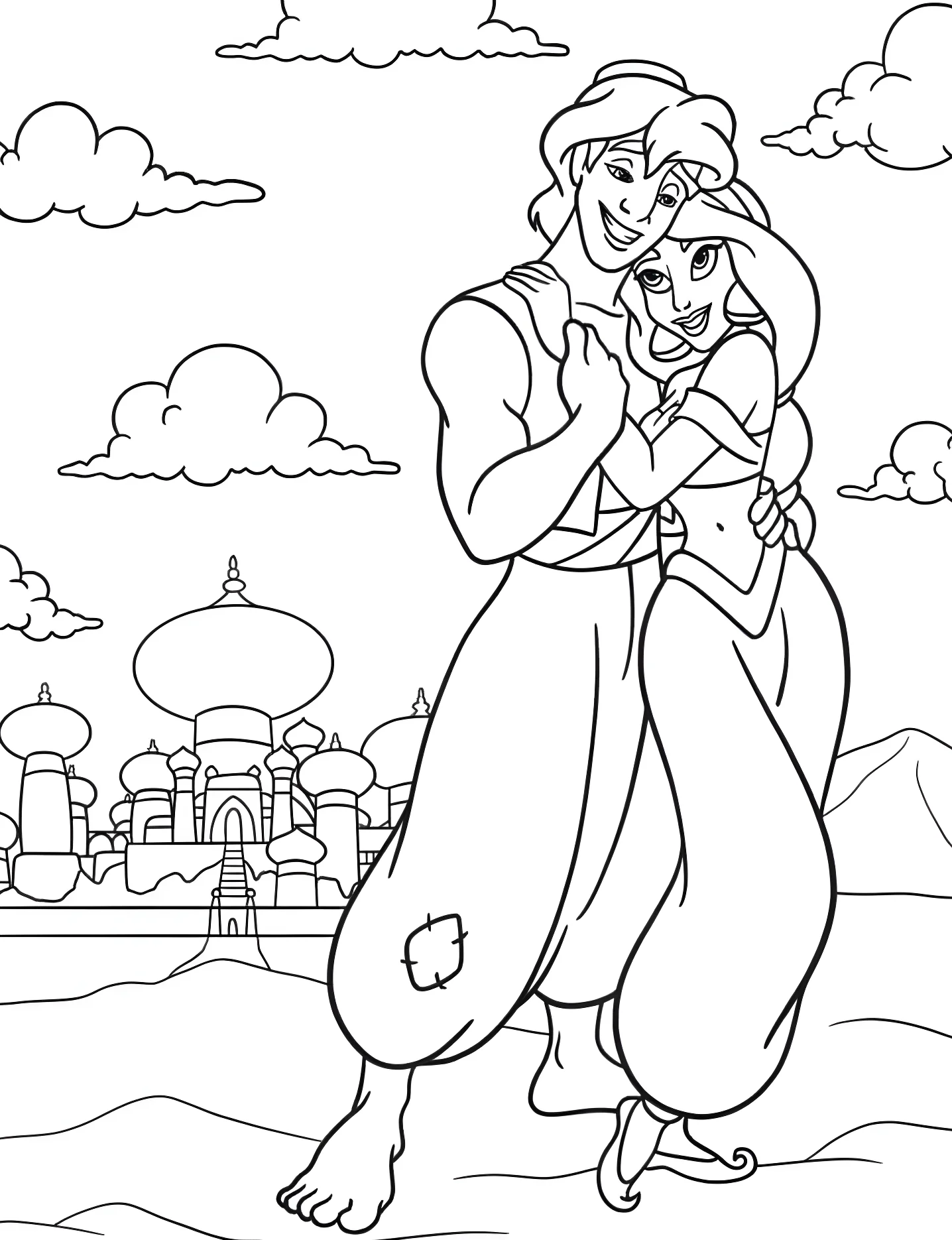 Аладдин и Жасмин №5339. Раскраски для девочек по категориям. Аладдин (Aladdin).