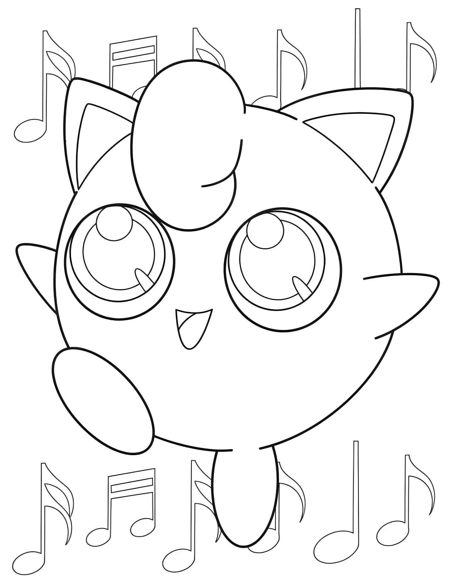 Милый Jigglypuff поет №9500. Раскраски для девочек по категориям. Покемон (Pokemon).