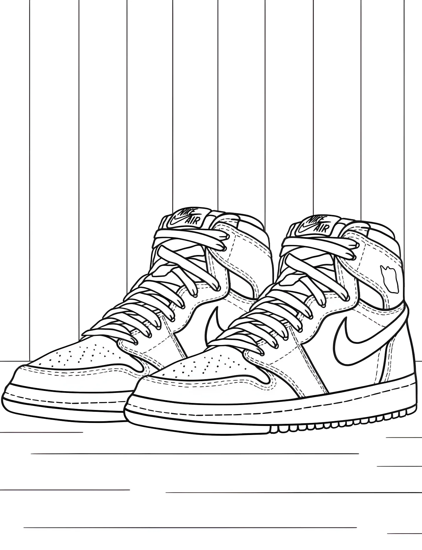 Крутые кроссовки Nike Air Jordan №9904. Раскраски для девочек по категориям. Обувь (Shoe).