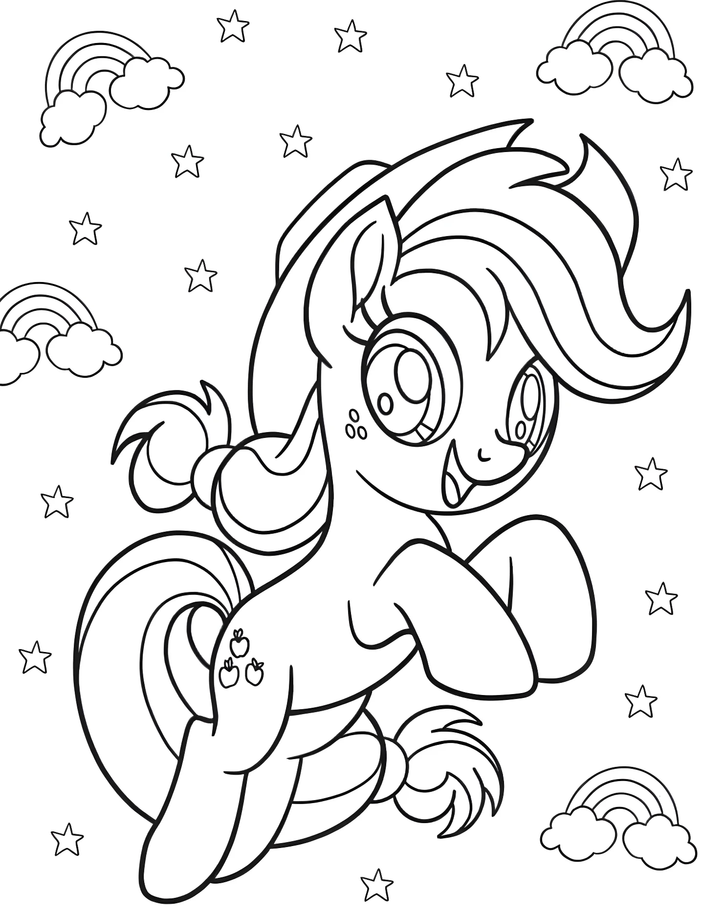 Милая пони Applejack №8985. Раскраски для девочек по категориям. Мой маленький пони (My Little Pony).